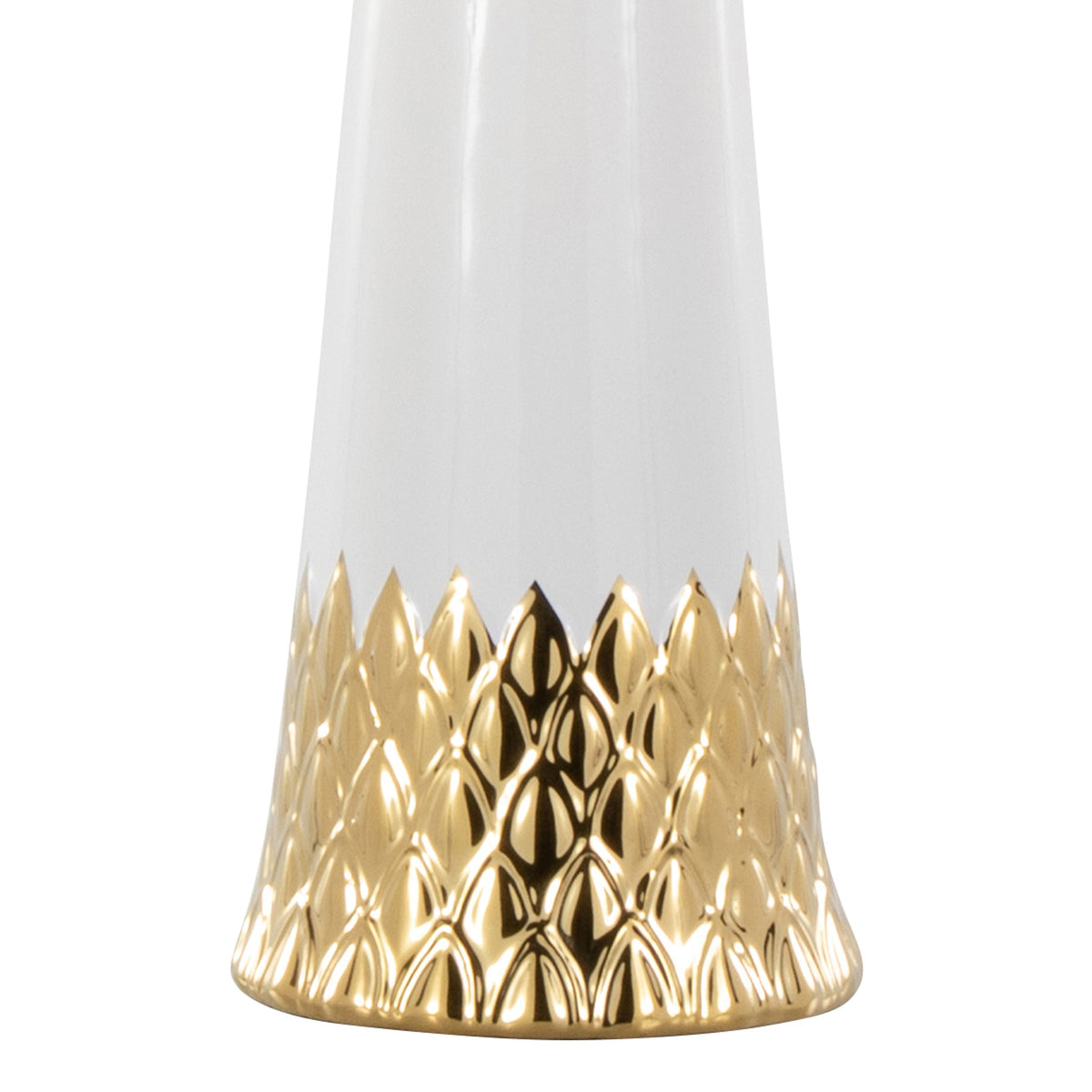 Penelope 22' Contemporary Ceramic Table Lamp with White & Gold Ceramic Body and White Shade by LumiSource