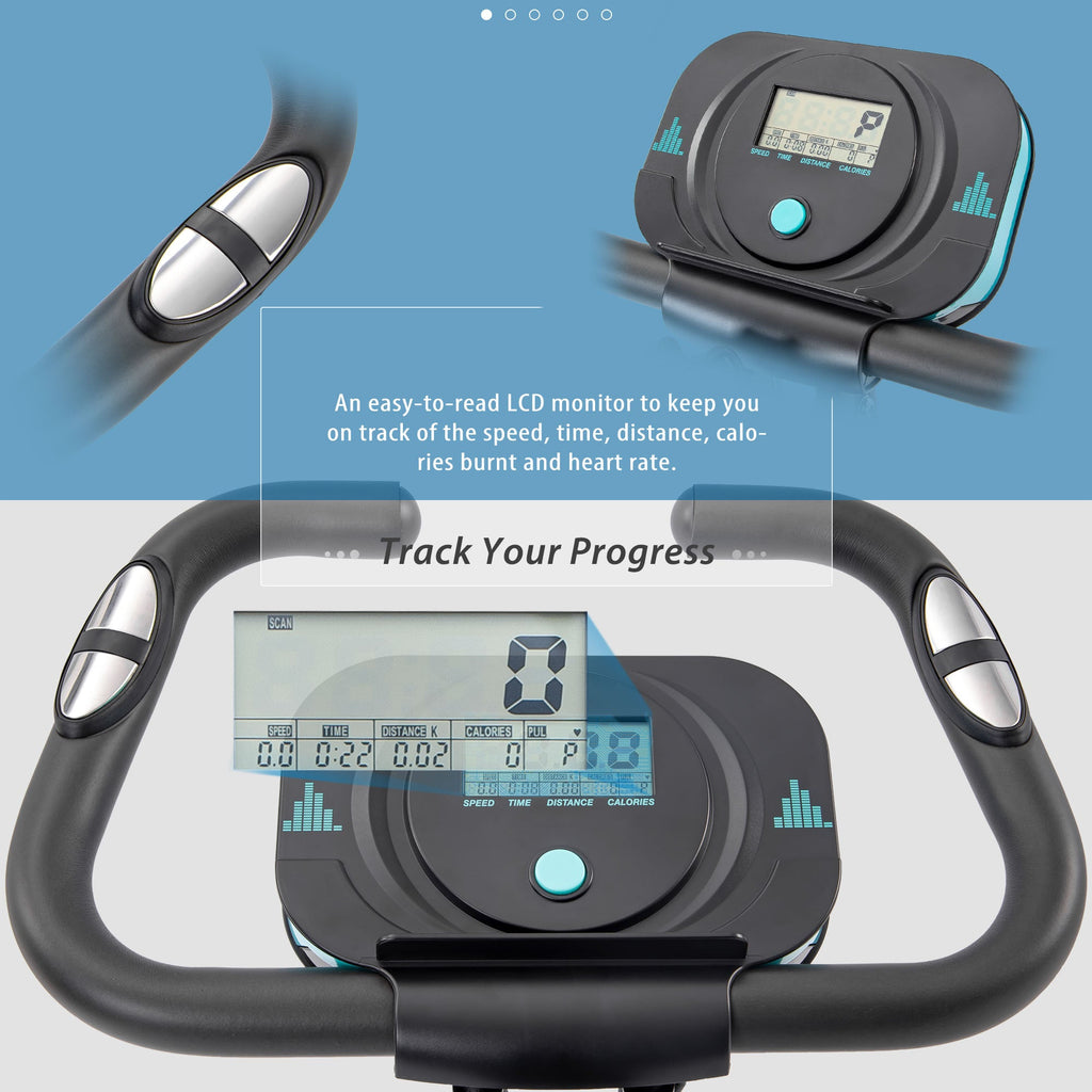 Exercise Bike,Workout Bikes for Home,Folding Stationary Bikes for Home with 16-Level Magnetic Resistance, 300LBS Capacity X-Bike Indoor Exercise Equipment with Heart Rate Sensor & LCD Monitor