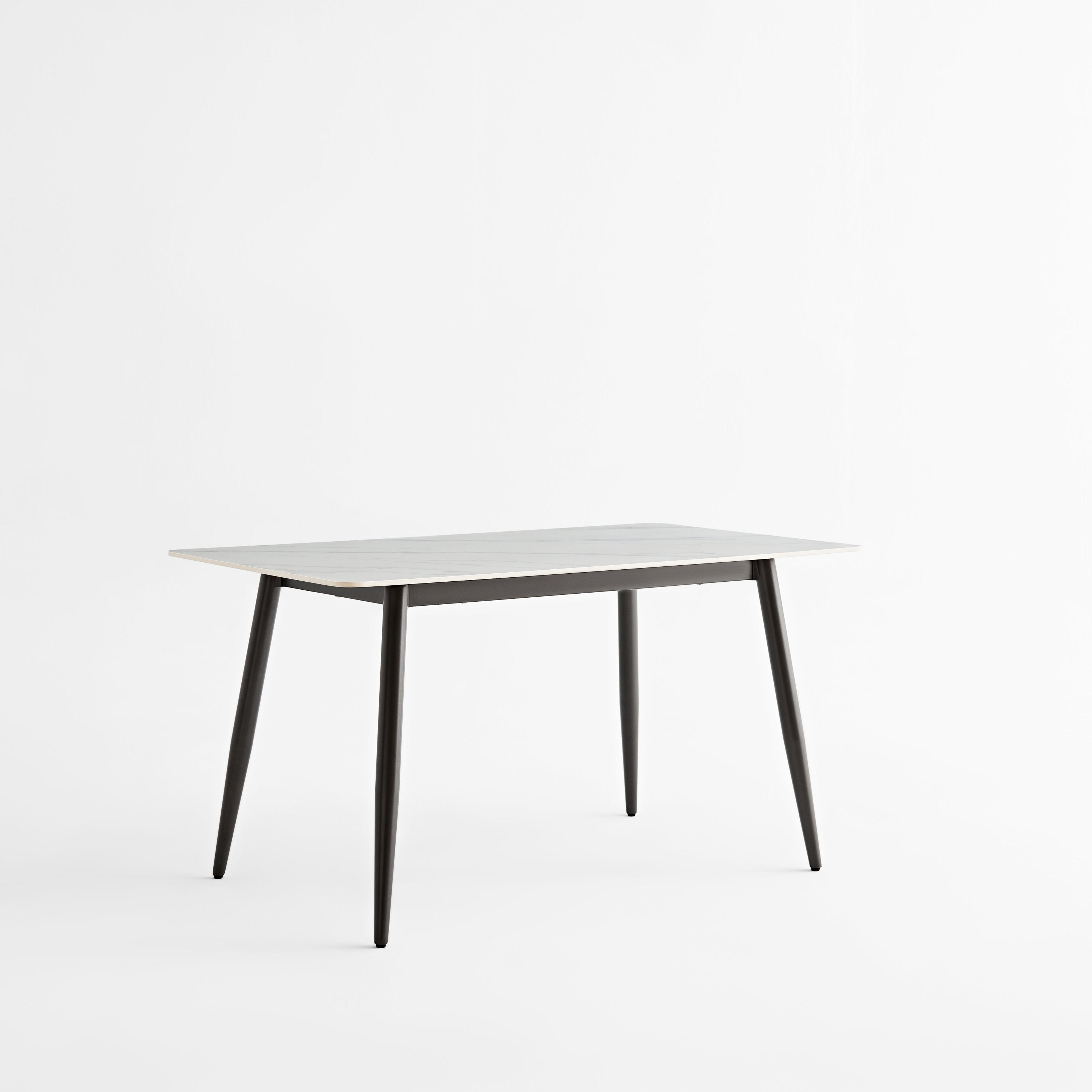 Large Rectangular Table with Strong Metal Base Modern Stone Dining Table For Kitchen 1.6m