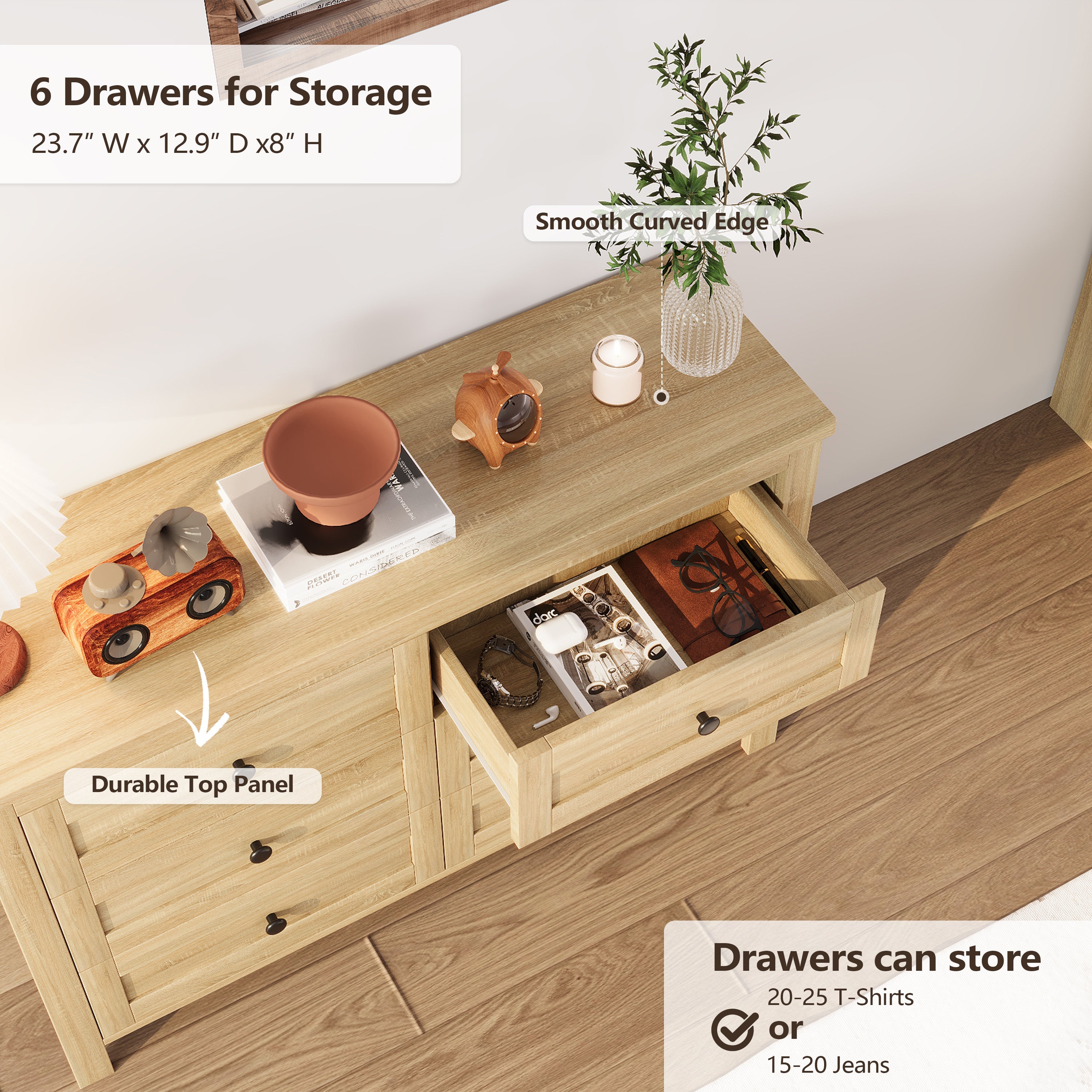 3-Pieces Bedroom Sets Queen Size Farmhouse Platform Bed with Double Sliding Door Storage Headboard and Charging Station, Storage Nightstand and Dresser, Natural