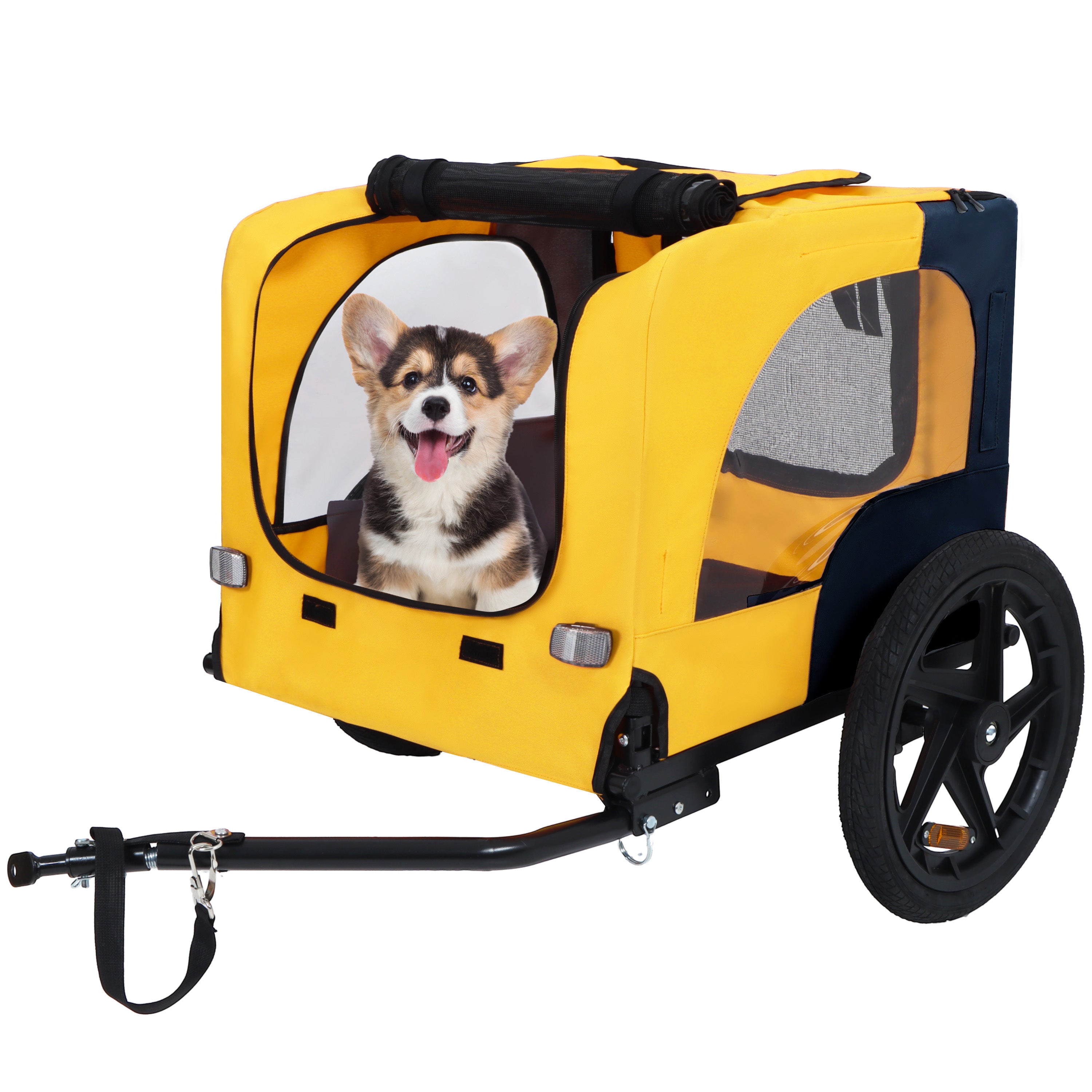 Pet Bike Trailer Dog Cart for Bicycle, Suitable for Small and Medium Pets, Easy Folding Cart Frame, Quick Release Wheel, Non-Slip Floor, Internal Leash