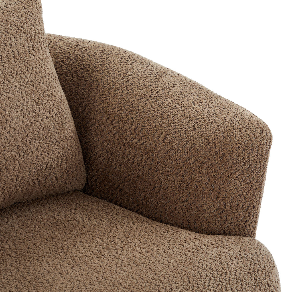 Chenille Upholstered 360° Swivel Chair with Throw Pillow, Dark Brown, 38.2' Accent Chair Sofa for Living Room and Office