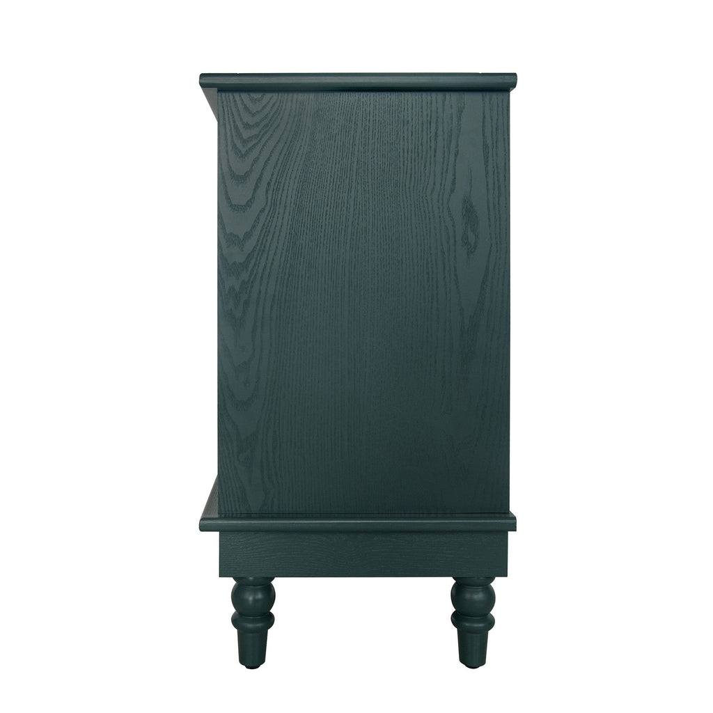 Blackish Green Hollow-Carved 3-Drawer Dresser with Metal Handles, MDF Storage Chest for Living Room or Bedroom