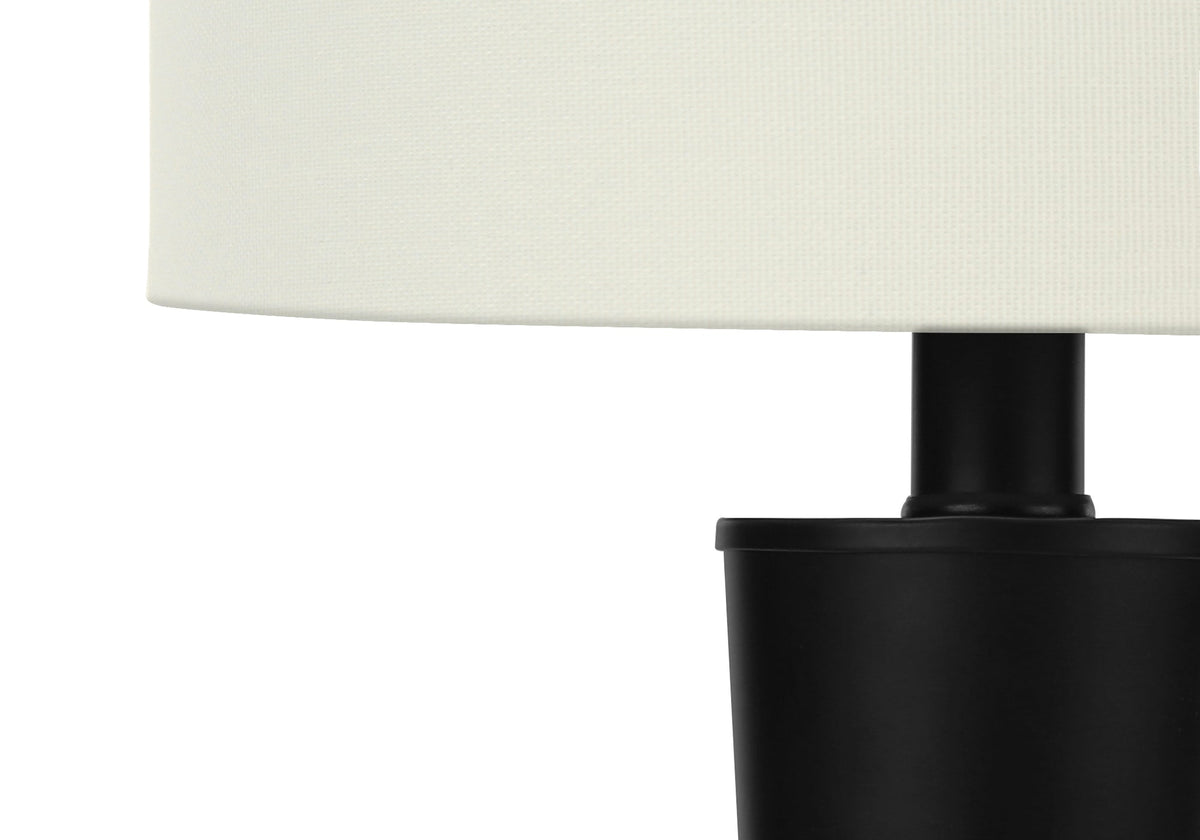 Lighting, Set Of 2, 24'h, Table Lamp, Usb Port Included, Black Metal, Ivory / Cream Shade, Contemporary