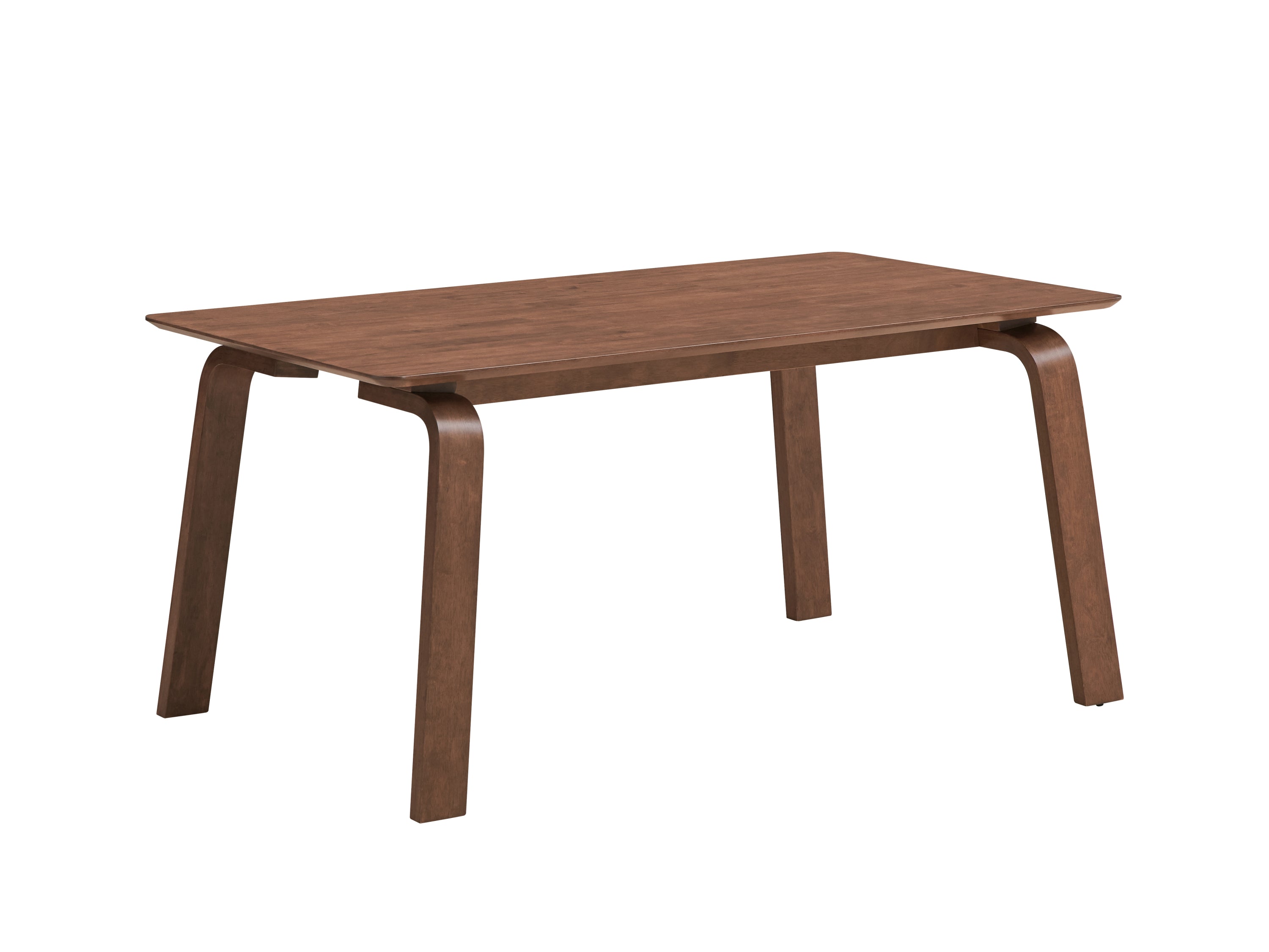 Contemporary Walnut Finish Dining Table 1pc Bent Legs Sleek Design Wooden Modern Dining Furniture