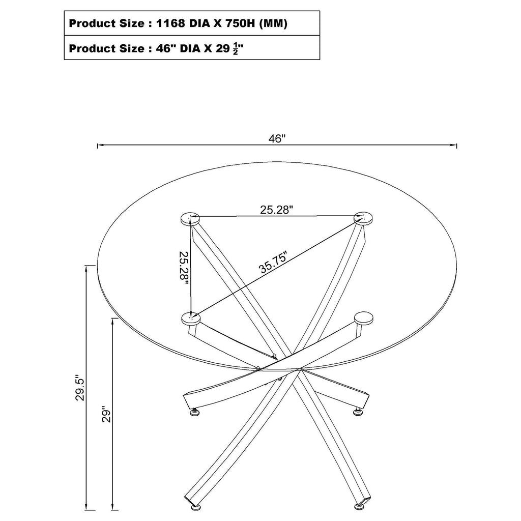 Orlette Brass and Clear Modern Brass Glasstop Dining Table