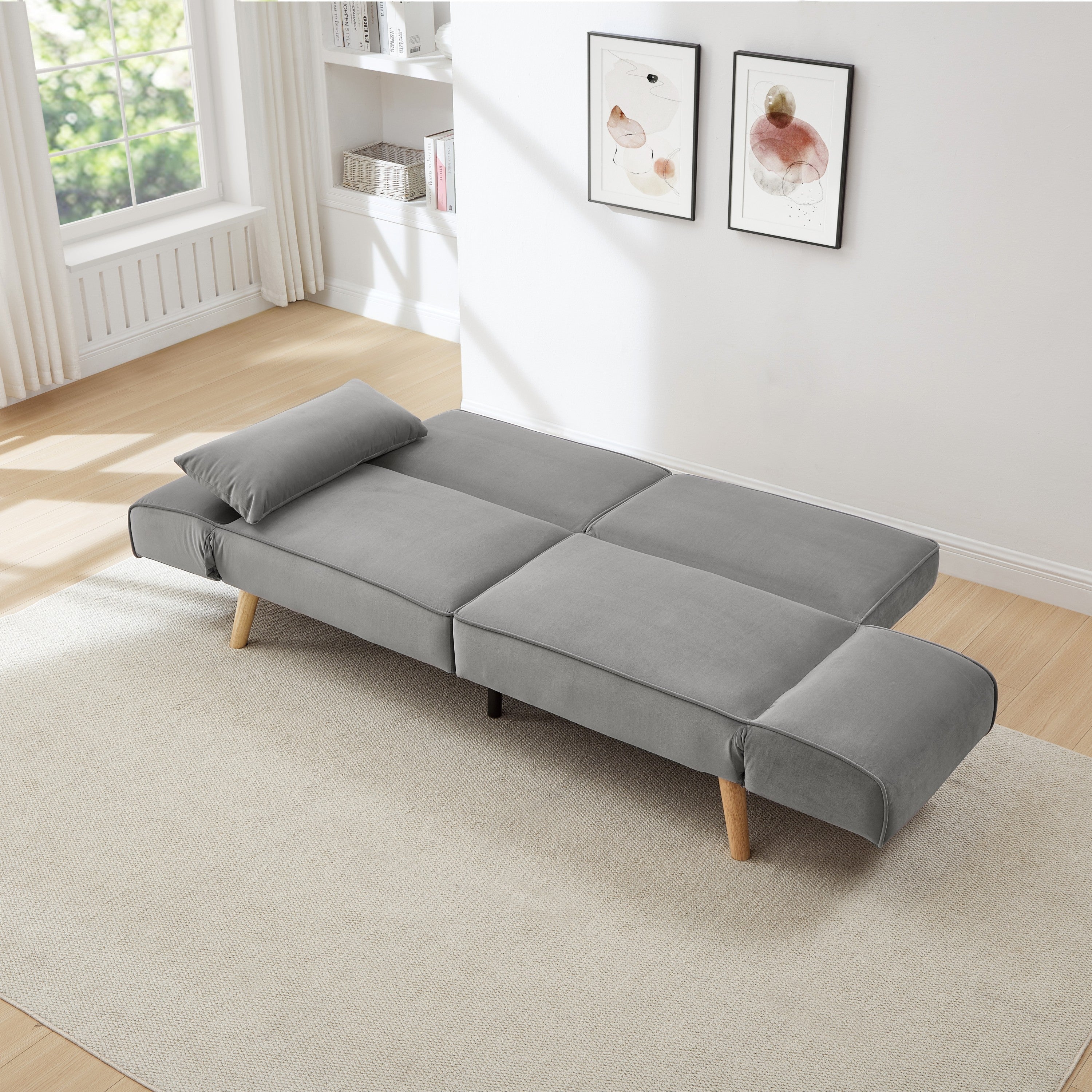 72.8'' Futon Sofa Bed, Sleeper Sofa, Small Couch with Adjustable Armrests, Adjustable Recliner Sleeper Sofa Bed for Living Room, Bedroom, Apartment, Gray