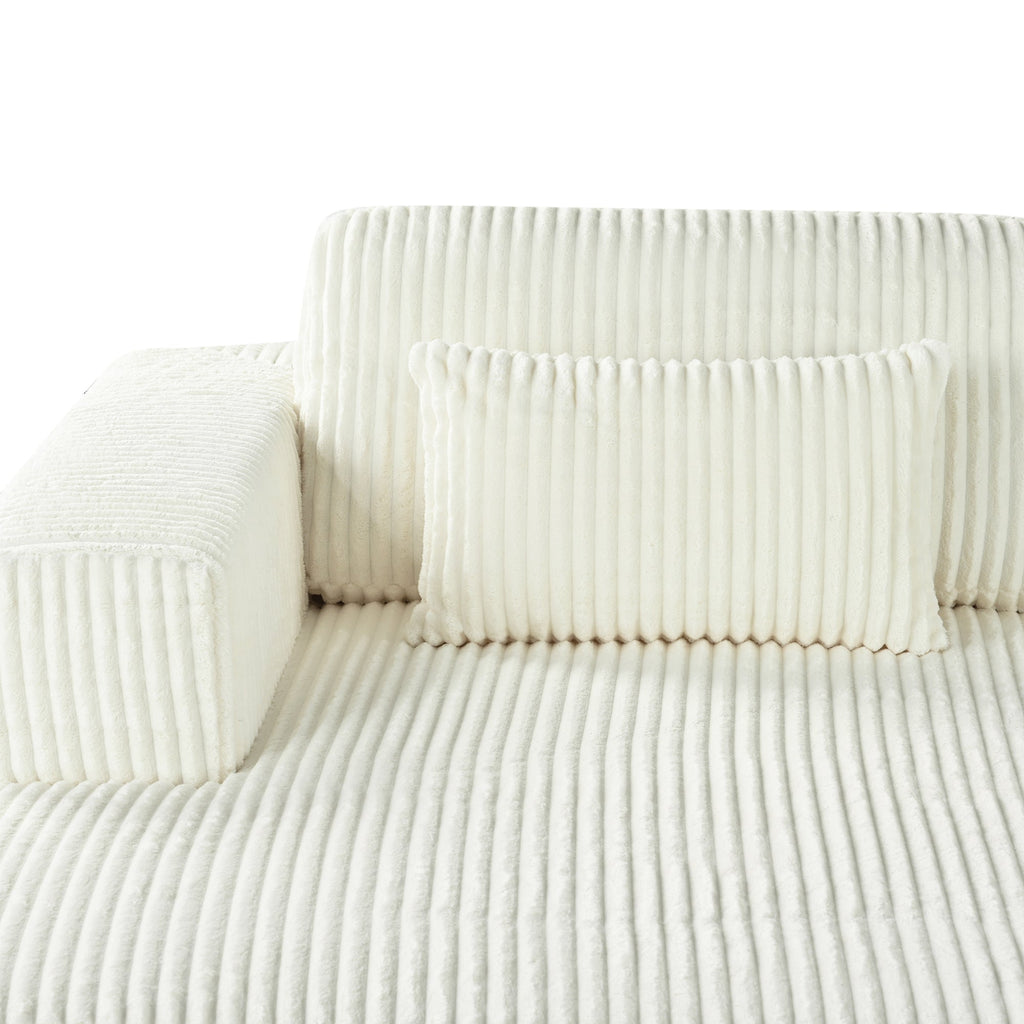 U_Style Corduroy Double Sofa Bed with 2 Pillows, Perfect for Living Rooms, Apartments, Offices