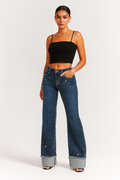 Gary Low Rise Rhinestone Jean Monterey Wash