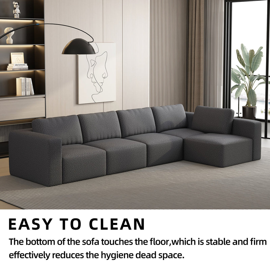 104.32*70.86 Modular Sectional Sofa Sleeper Couch, Sectional Sofa with Chaise and Ottoman, Convertible U Shaped Modular Sofa Set. Compressed sponge, Dark Grey (Combo 3A+2B)