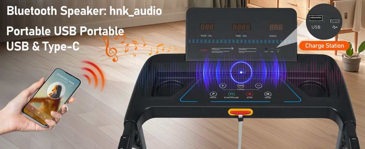 Folding Treadmills for Home Small, 3.0HP Portable Treadmill with 8% Incline,10MPH Walking Pad with Incline, 300 LBS Walking Pad Treadmills with Bluetooth, Heart Rate Sensors,Charge Station