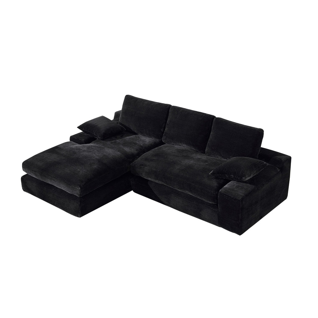 99*69' Modular Sectional Living Room Sofa Set, Modern Minimalist Style Couch, Upholstered Sleeper Sofa for Living Room, Bedroom, 2 PC Free Combination, Installation-free Sofa, L-Shape, Black