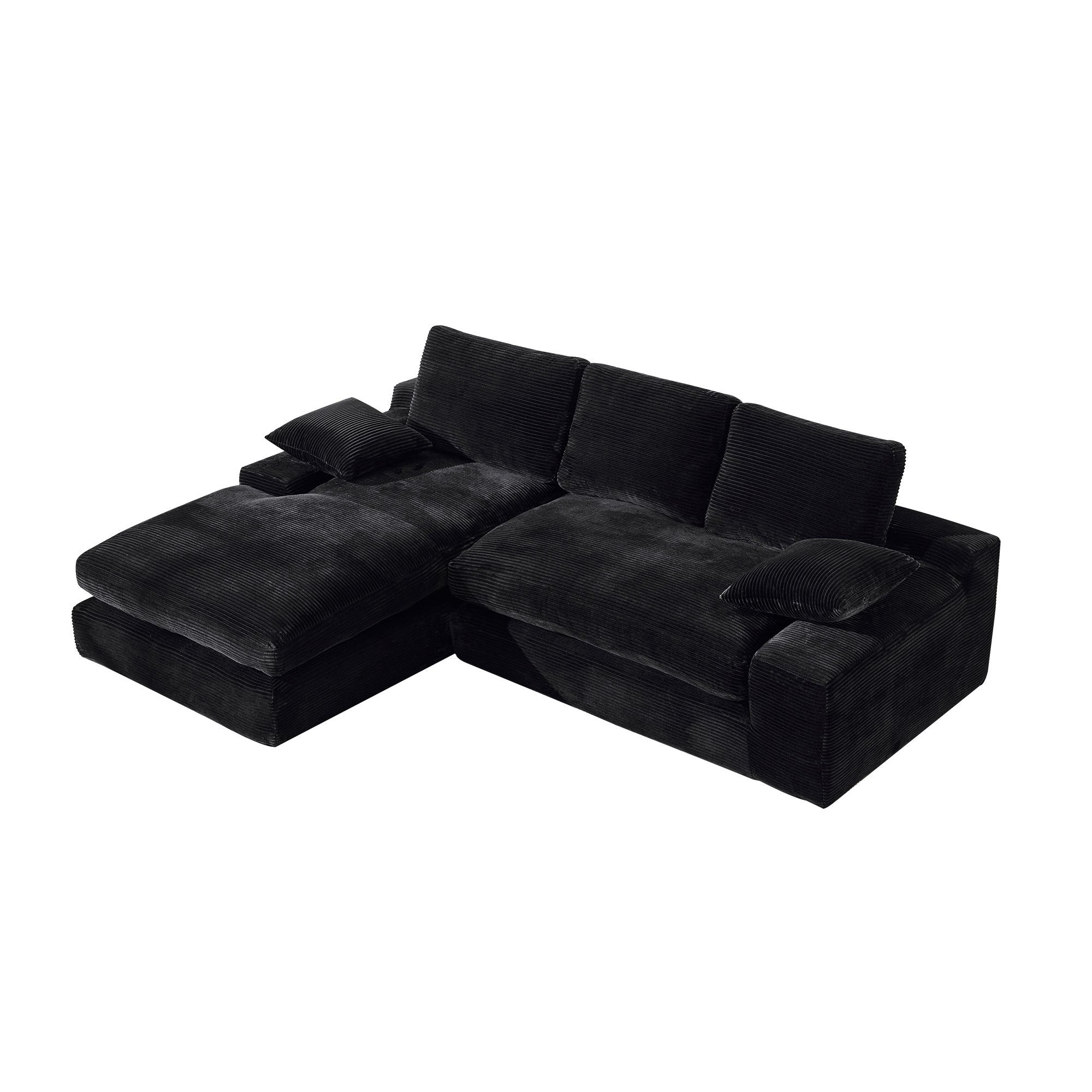 99*69' Modular Sectional Living Room Sofa Set, Modern Minimalist Style Couch, Upholstered Sleeper Sofa for Living Room, Bedroom, 2 PC Free Combination, Installation-free Sofa, L-Shape, Black