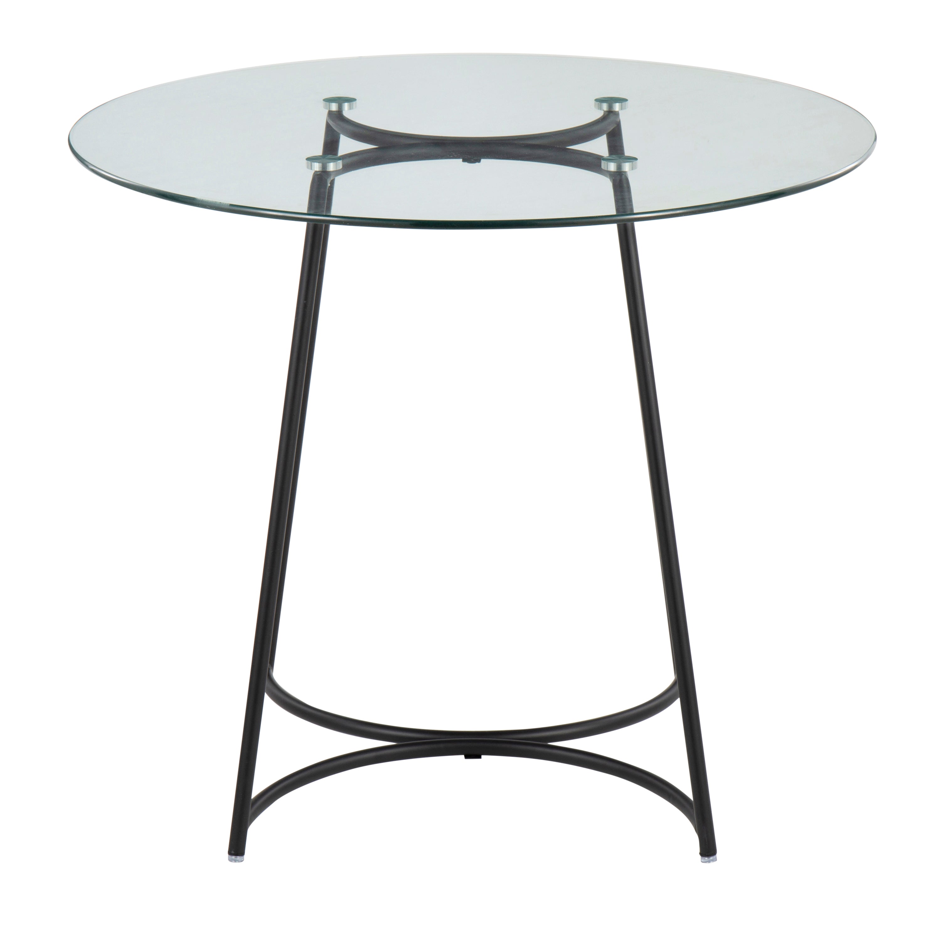 Cece Contemporary Dinette Table in Black Steel with Clear Glass Top by LumiSource