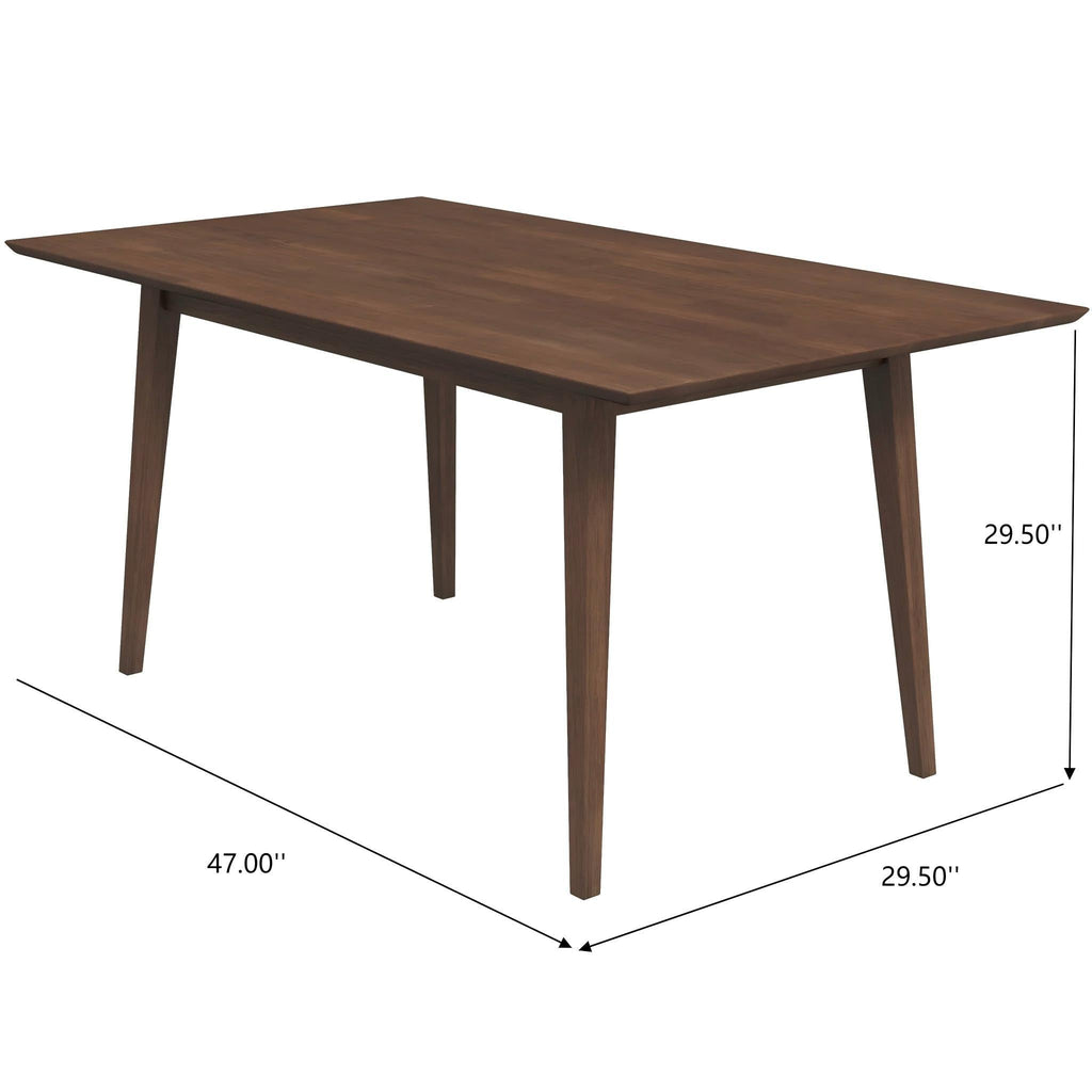 Mary Modern Style Solid Wood Rectangular Dining Kitchen Table Brown Finish Beveled Edges