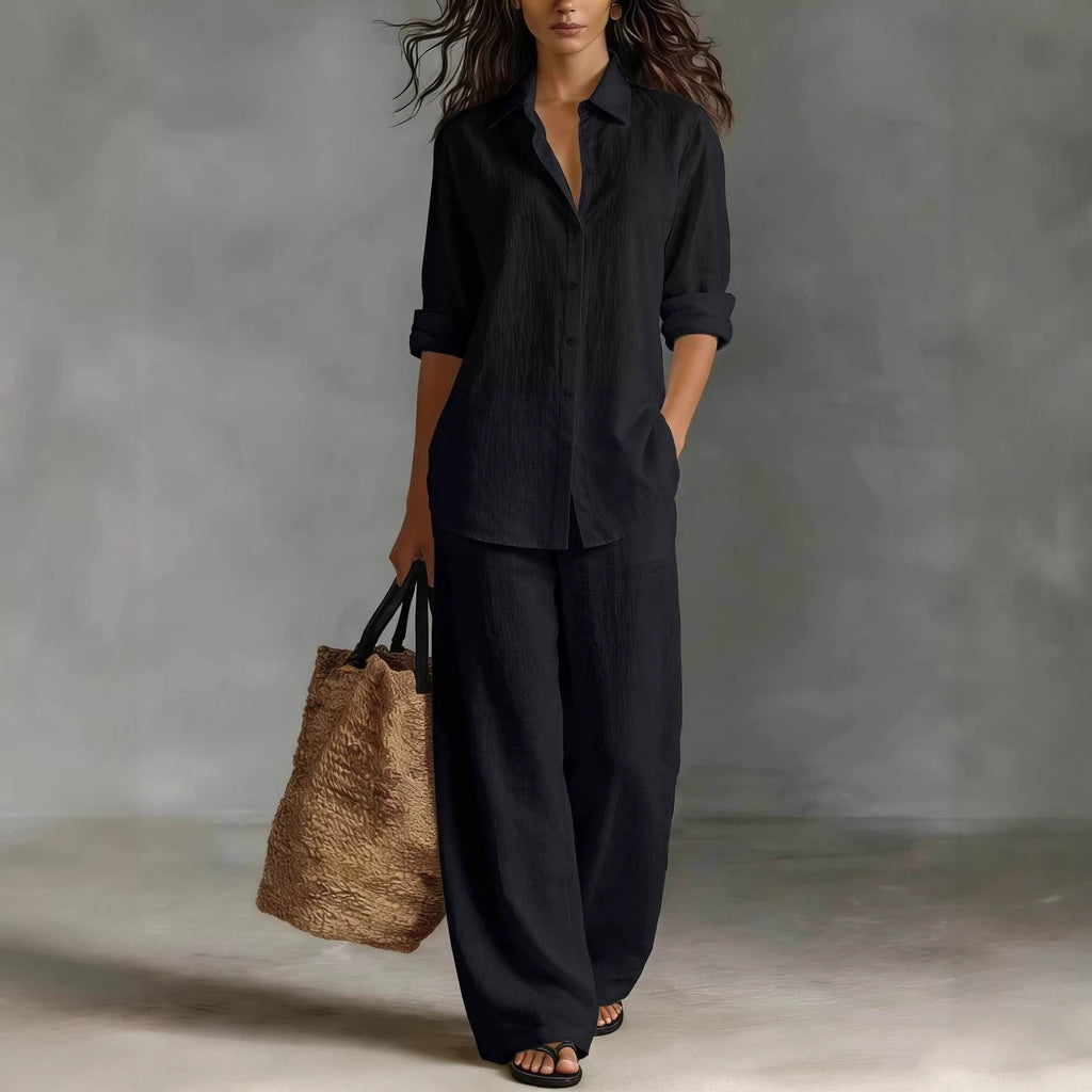 Women's Bohemian Cotton-Linen Top & Pants Set – Resort Lounge Co-ord