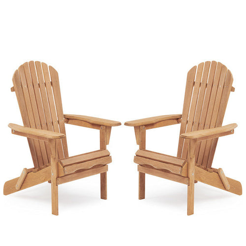 LuneluX_Home – Wooden Folding Adirondack Chair Set (2 pcs, Light
