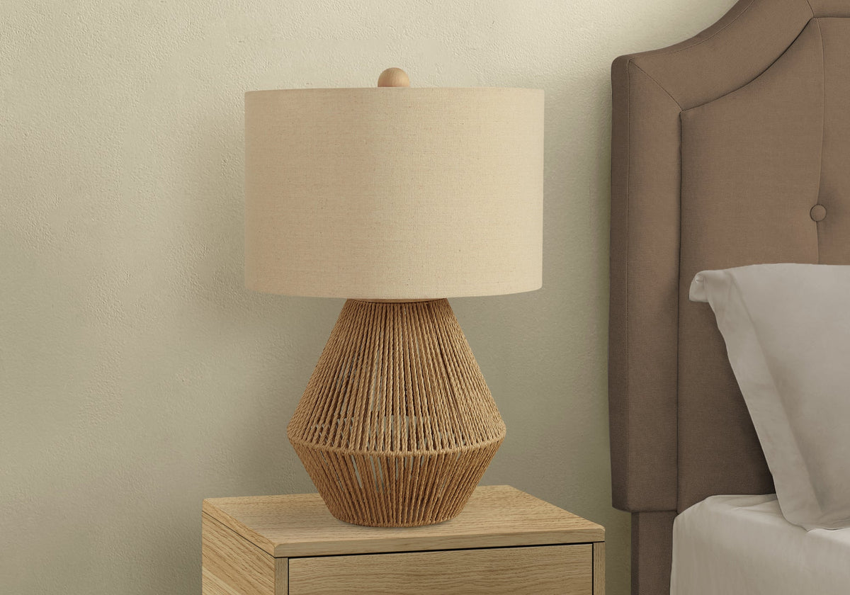 Lighting, 22'h, Table Lamp, Brown Rope, Beige Shade, Transitional