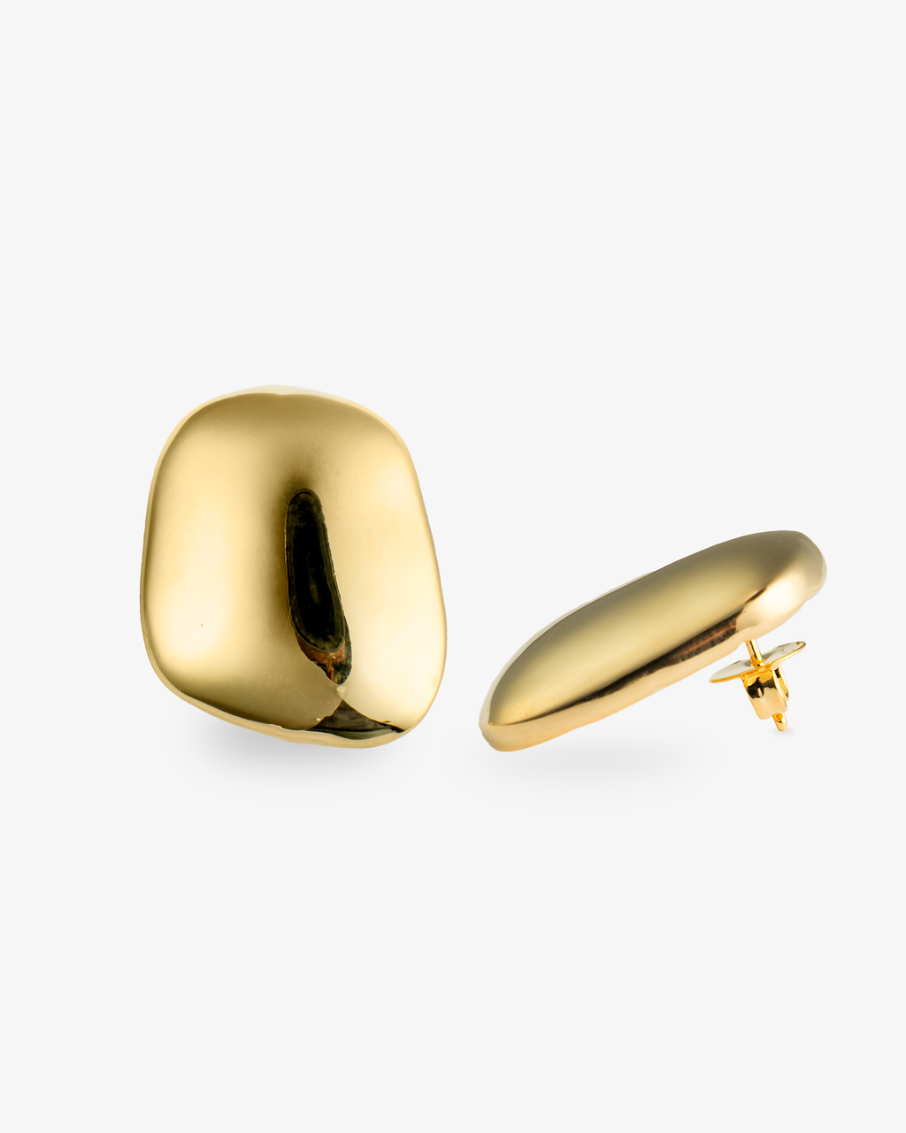 Charlotte Sculptural Cushion Gold Statement Earrings