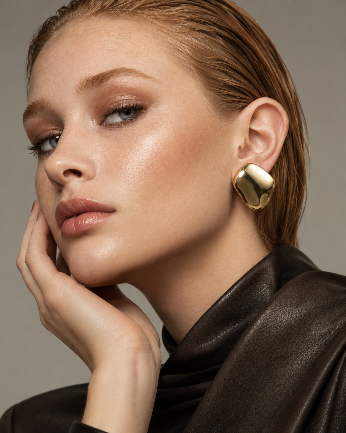 Charlotte Sculptural Cushion Gold Statement Earrings