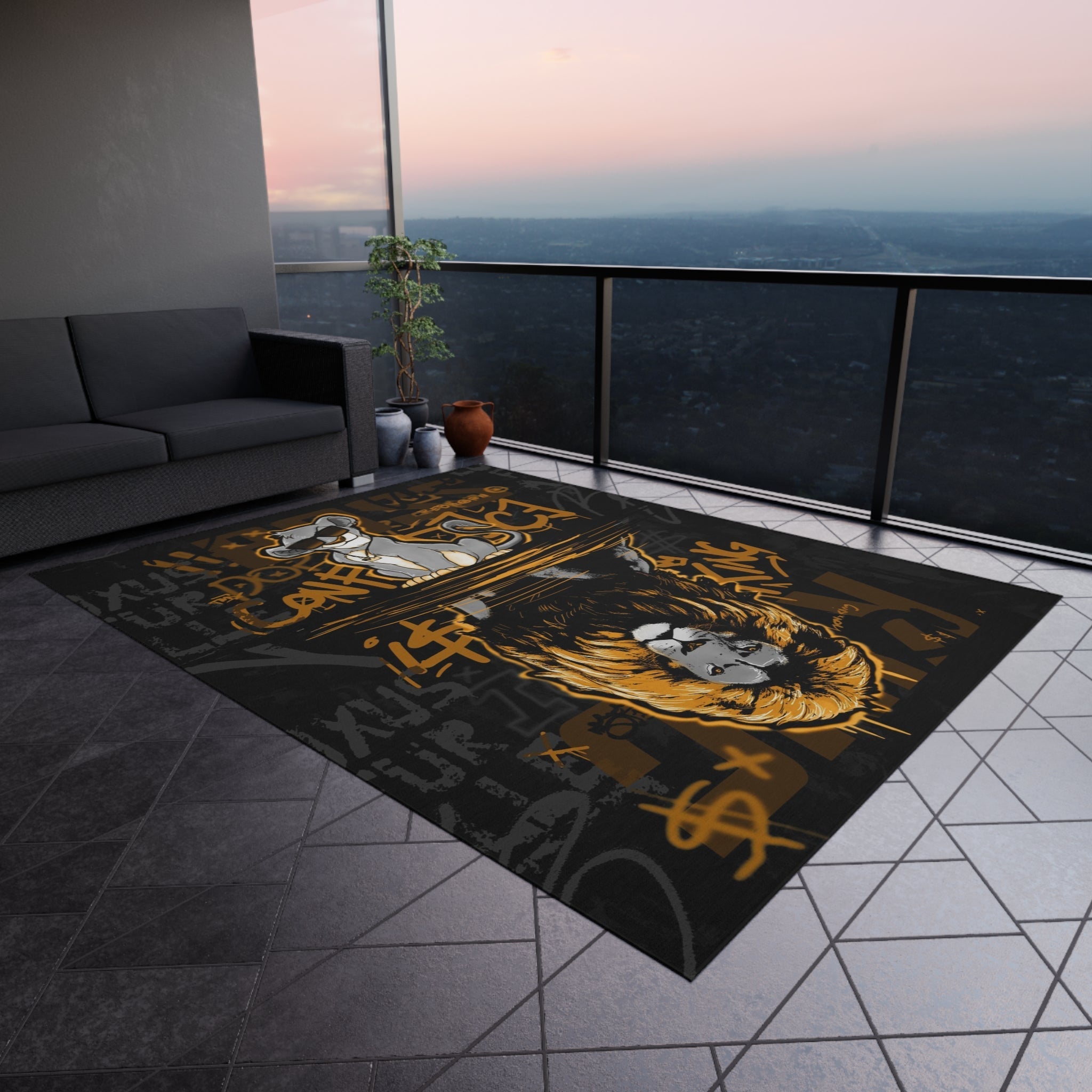 Confidence is King Black & Gold Motivational Rug