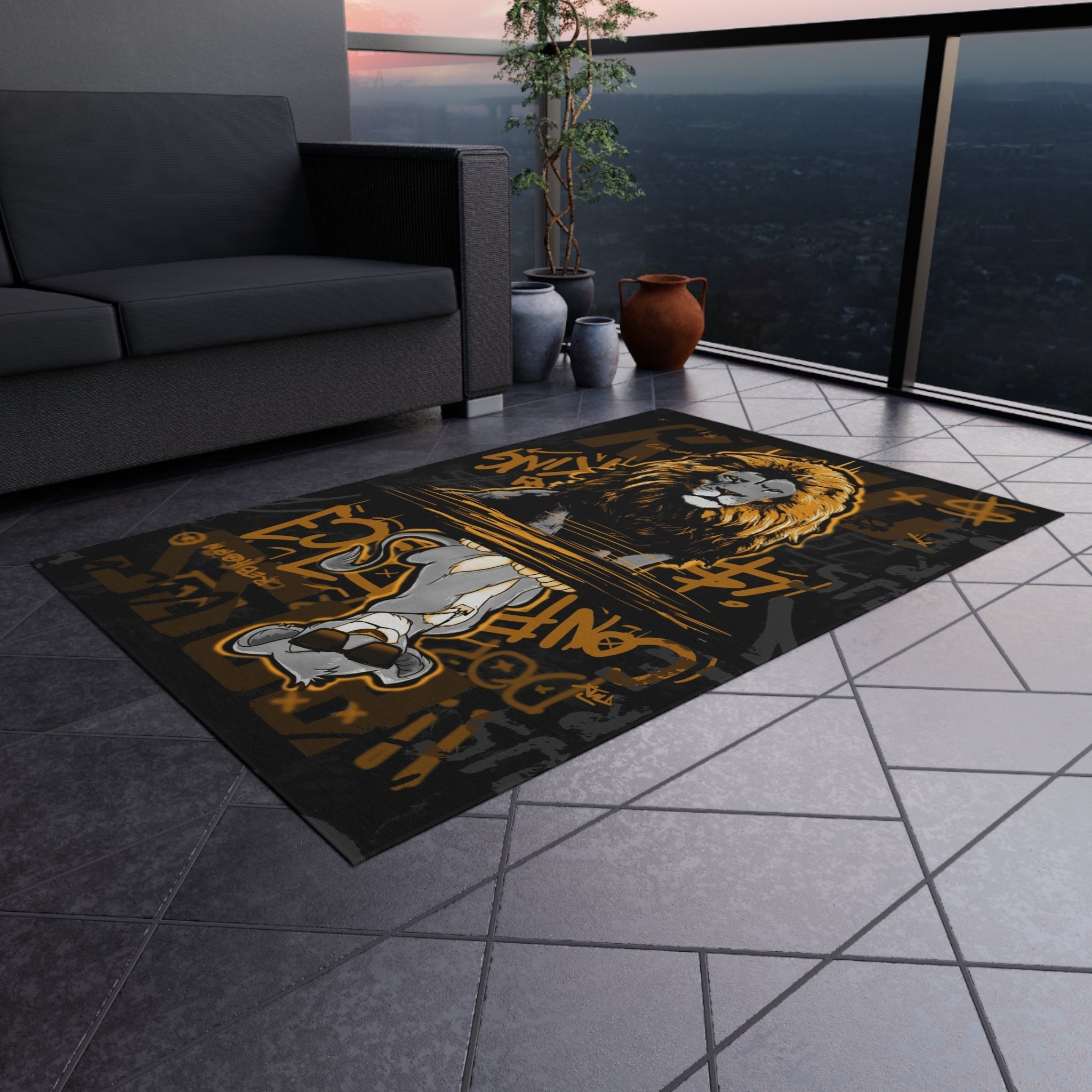 Confidence is King Black & Gold Motivational Rug