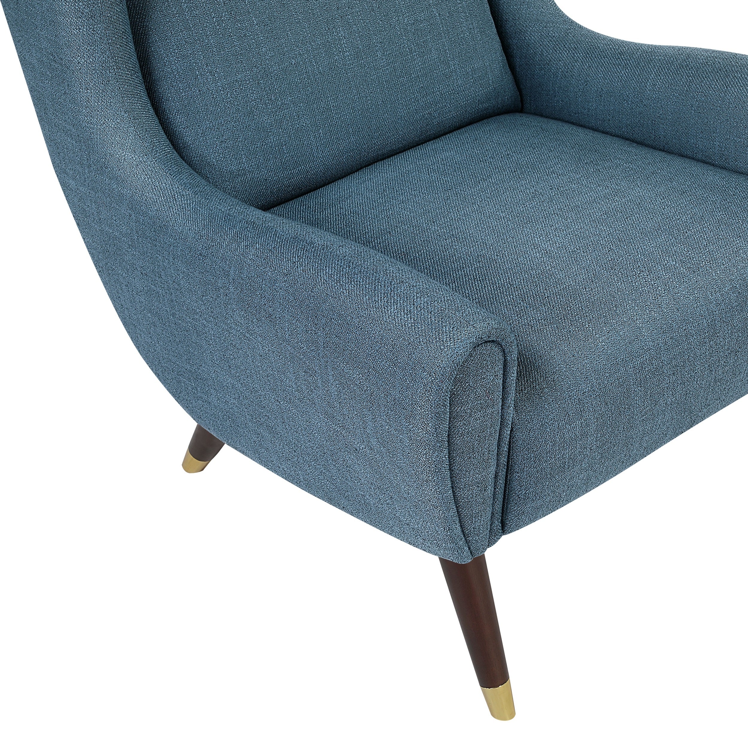 Modern Wingback Upholstered Blue Accent Chair 1pc Solid Wood Sleek Design Luxury Furniture