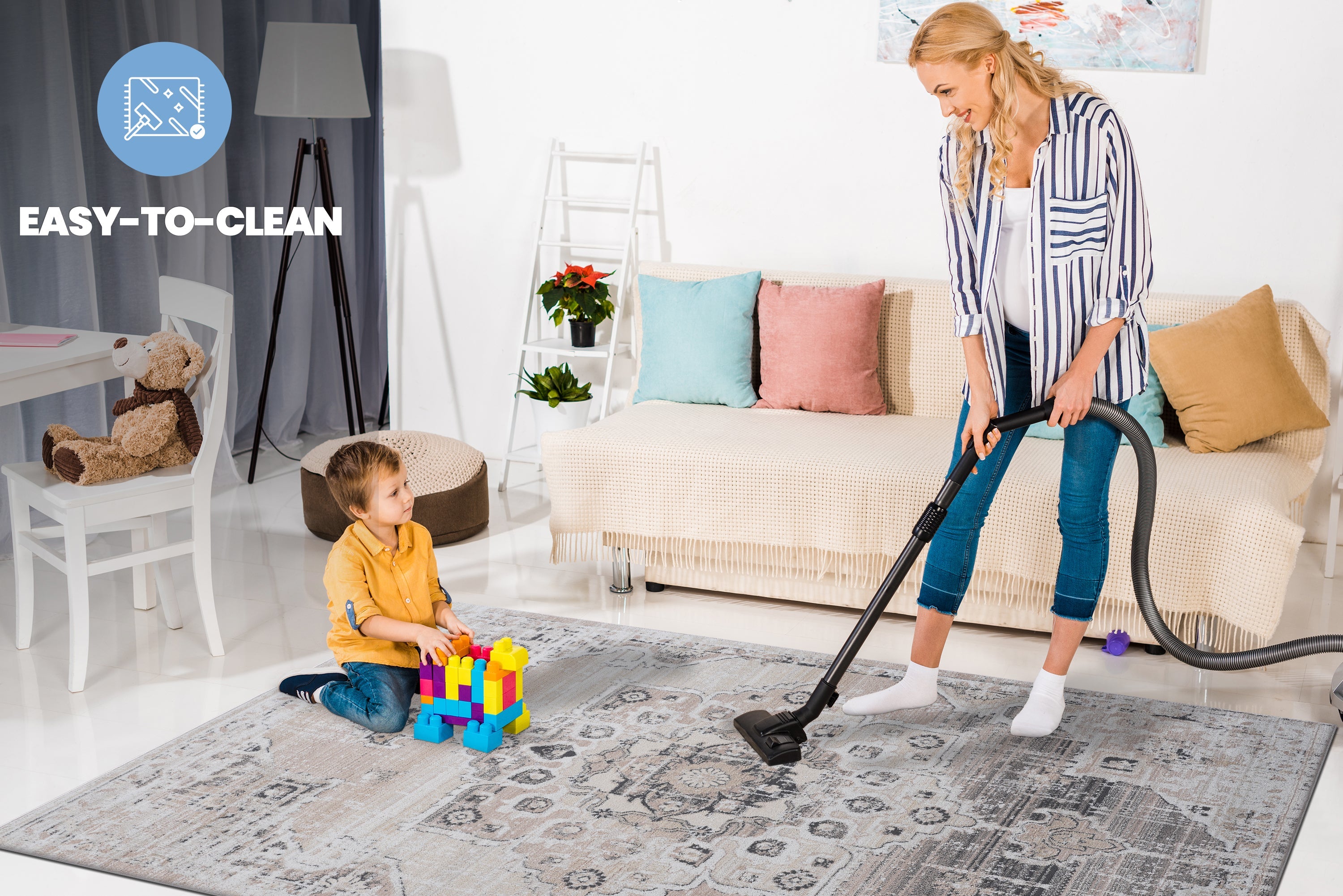 NAAR PAYAS Collection 2X8 Cream / Beige / Medallion Runner Rug