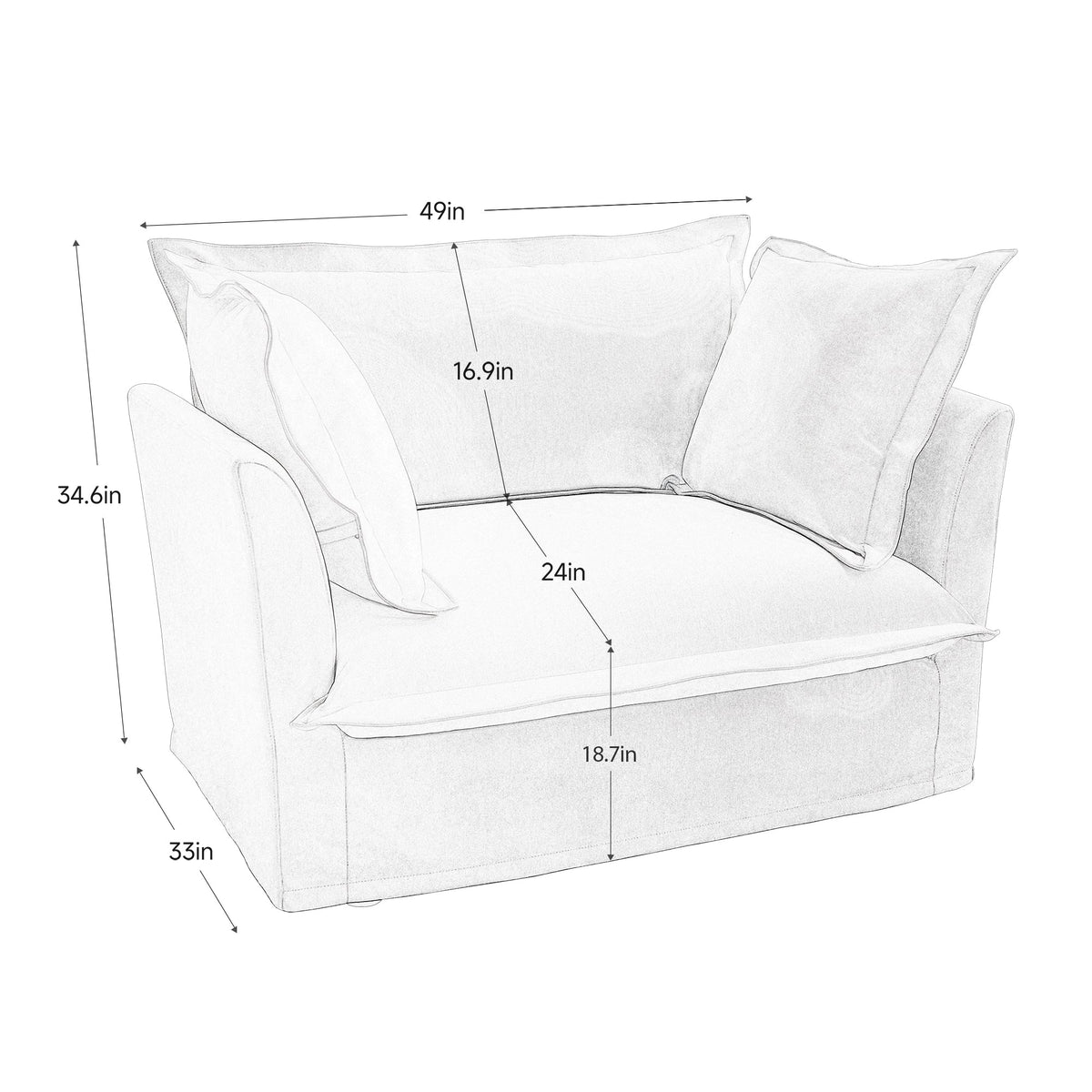 Set of 2 Slipcovered Armchairs,Deep Seat Accent Chair Set for Living Room, Reading Room, Bedroom and Working Spaces,Armchair Sets with Large Soft Pillows,Chenille Fabric,Orange
