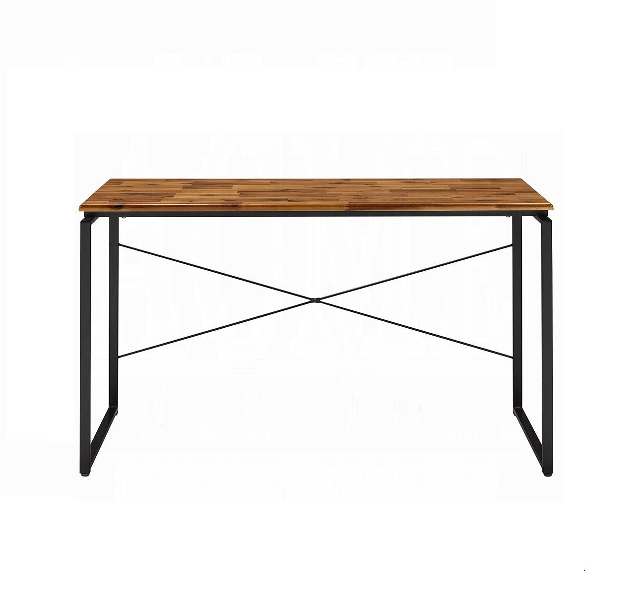 Metal Frame Writing Desk 1pc Wooden Home Office Furniture Oak and Black Finish Laptop Table