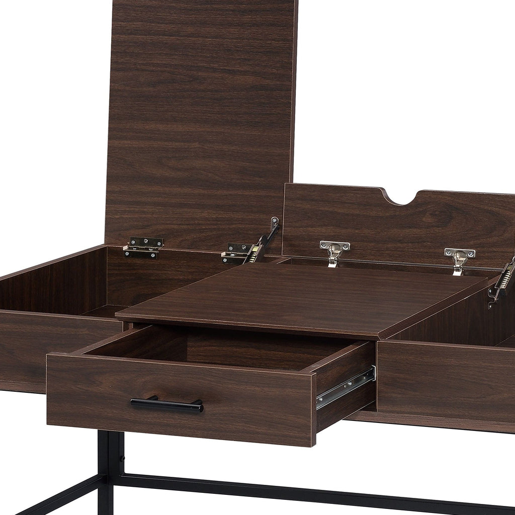 Verster Oak & Black Finish Writing Desk W/USB