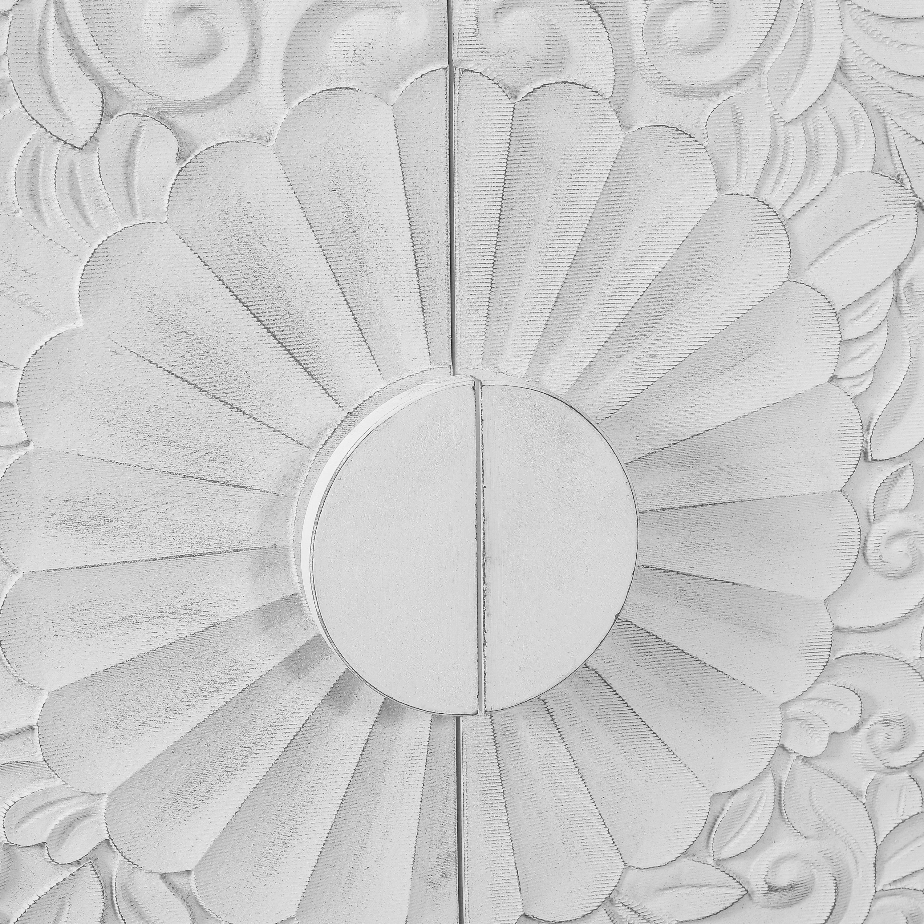 Vintage White Large Faceted Carved And Spliced Doors Combined With Black Frames For TV Stand Table,Sideboards, Accent Cabinets