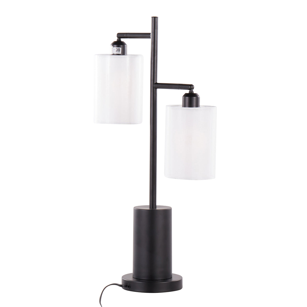 Cannes Contemporary Table Lamp in Black Metal with White Shades by LumiSource