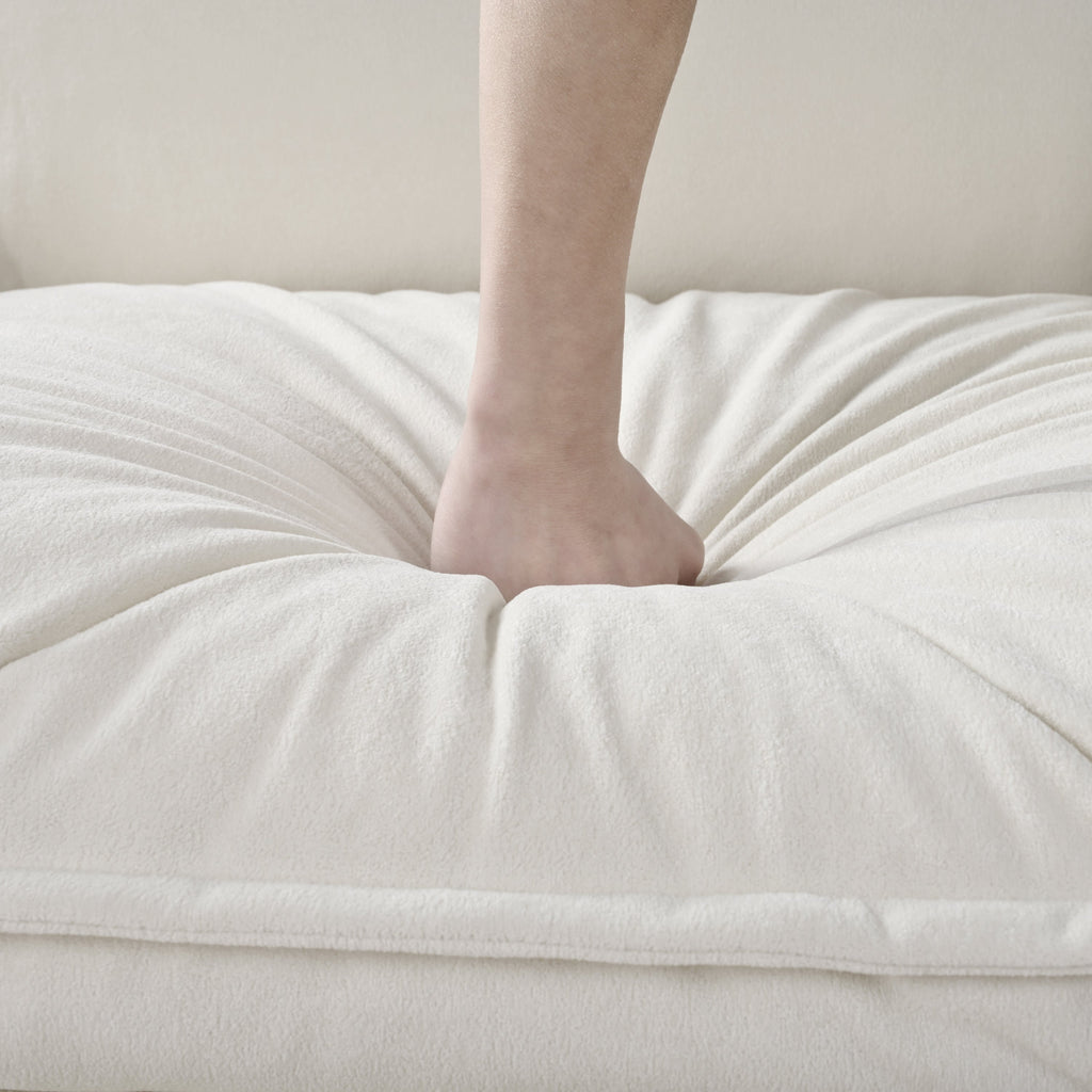 Oversized Deep Seat Sectional Sofa, Green Modern Chenille Cloud Couch, Large 3 Seater Modular Sofa with 3 Pillows for Living Room Bedroom Apartment Office,DIY Combination,Beige