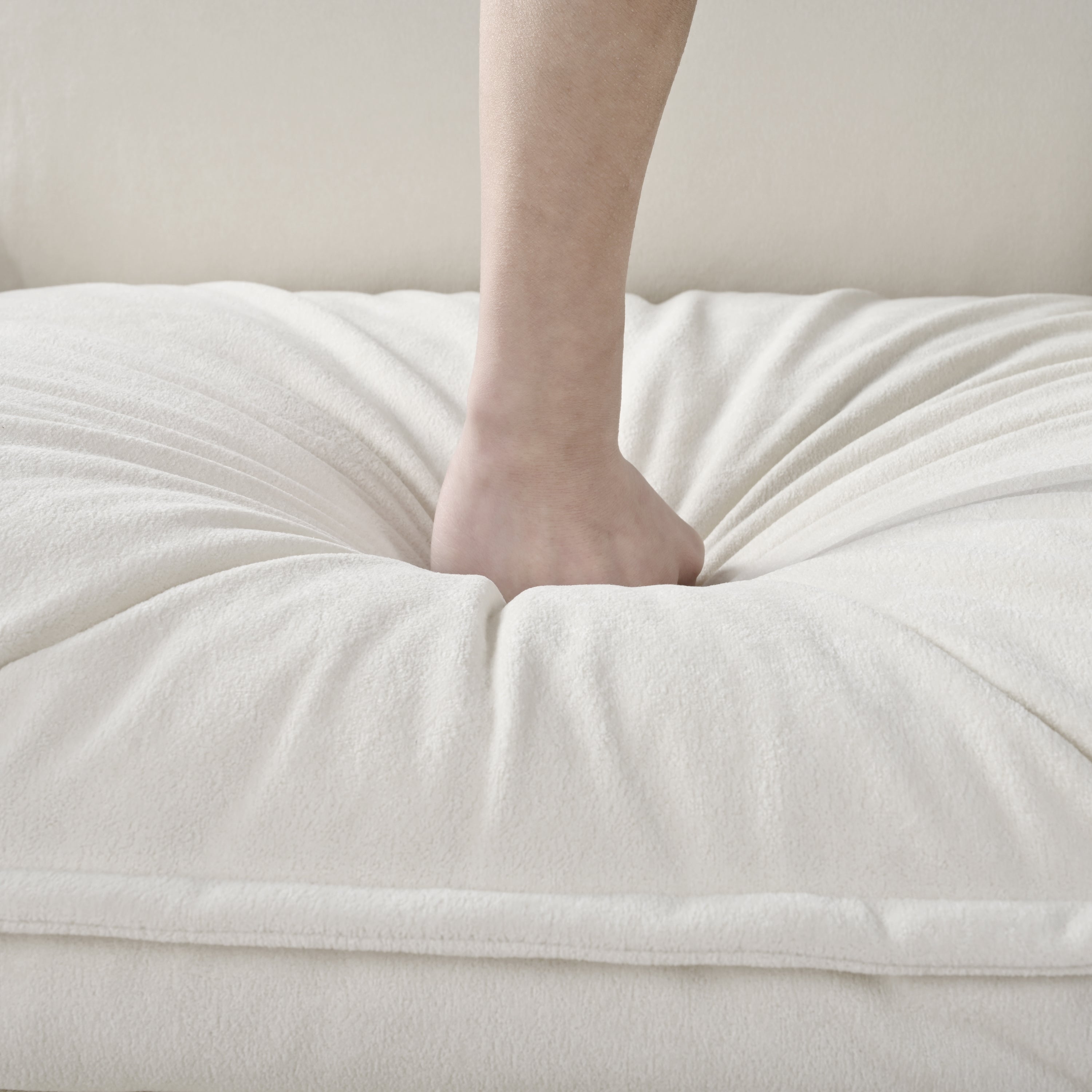 Oversized Deep Seat Sectional Sofa, Green Modern Chenille Cloud Couch, Large 3 Seater Modular Sofa with 3 Pillows for Living Room Bedroom Apartment Office,DIY Combination,Beige