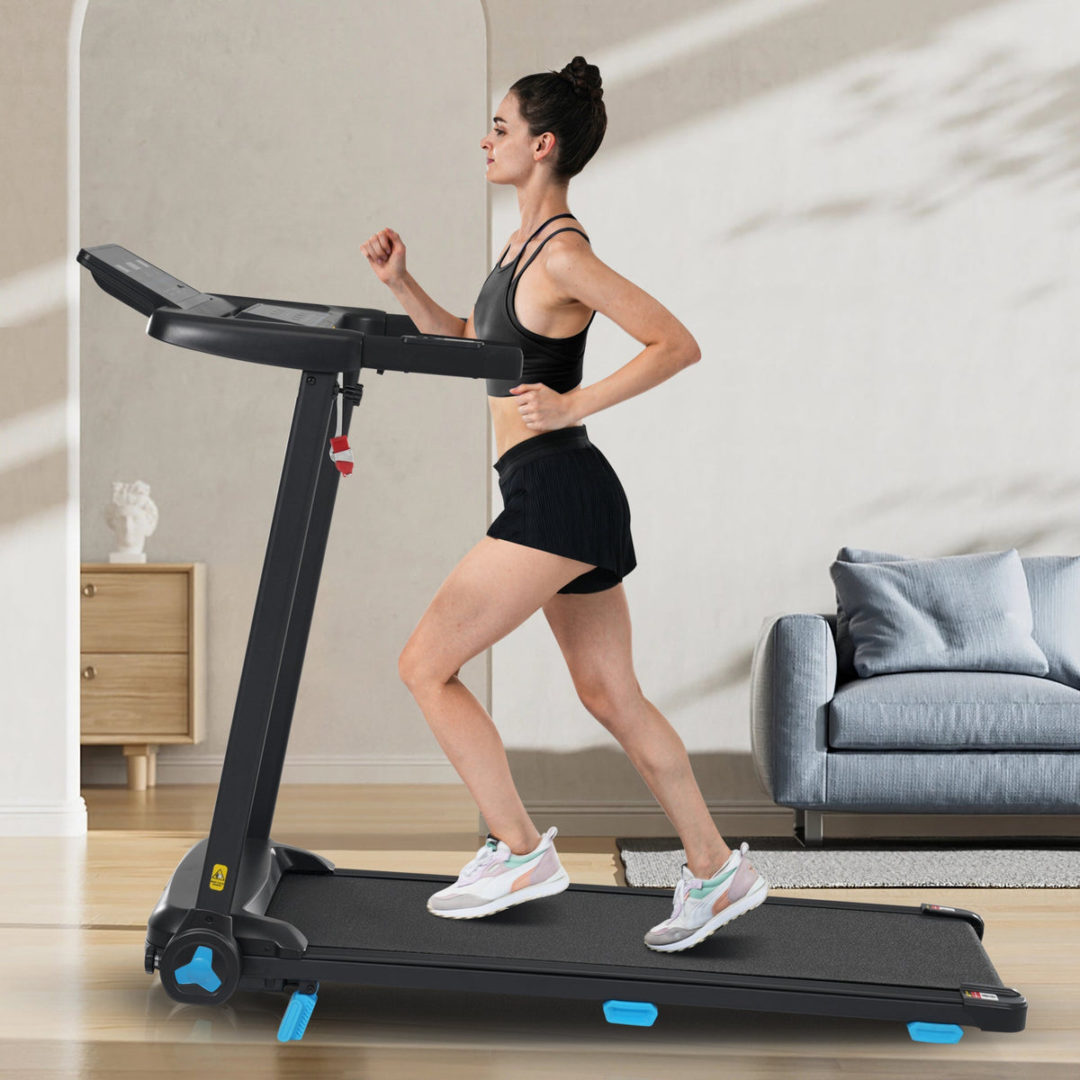 Folding Treadmills for Home Small, 3.0HP Portable Treadmill with 8% Incline,10MPH Walking Pad with Incline, 300 LBS Walking Pad Treadmills with Bluetooth, Heart Rate Sensors,Charge Station