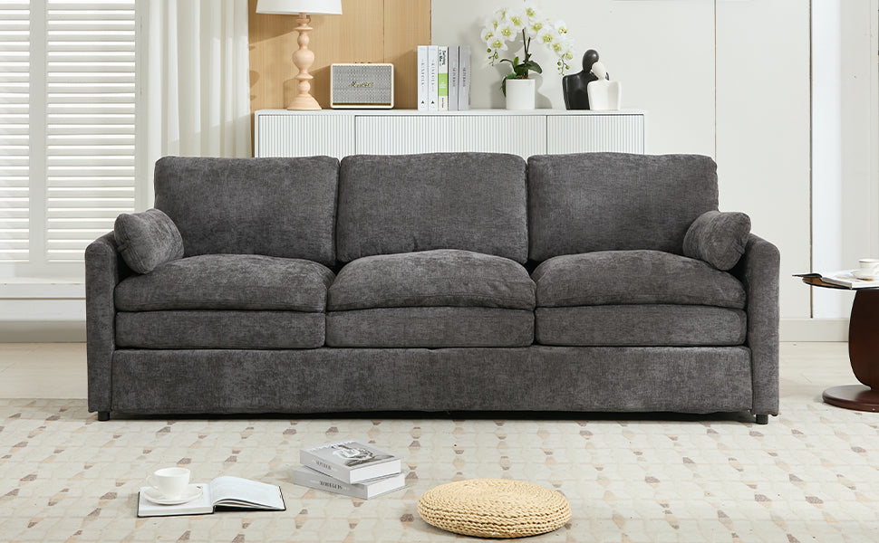 89'  Cozy Upholstered 3-seater Sofa Oversized Comfy Cloud Sofa Double Cushion 3-seater Sofa Plush Cushion Sofa Couch for Living Room, Grey