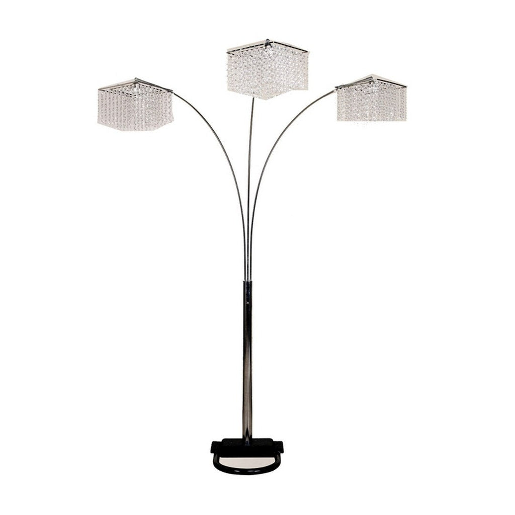 84' Tall Metal Floor Lamp with 3 Crystal Shaded Arches
