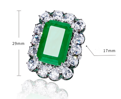 LuxeJewels™ - FrostÉmeraude  – Regal Emerald Statement Ring