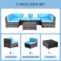 Out Sunny 7 Piece Rattan Sofa Set Outdoor Furniture Patio Set