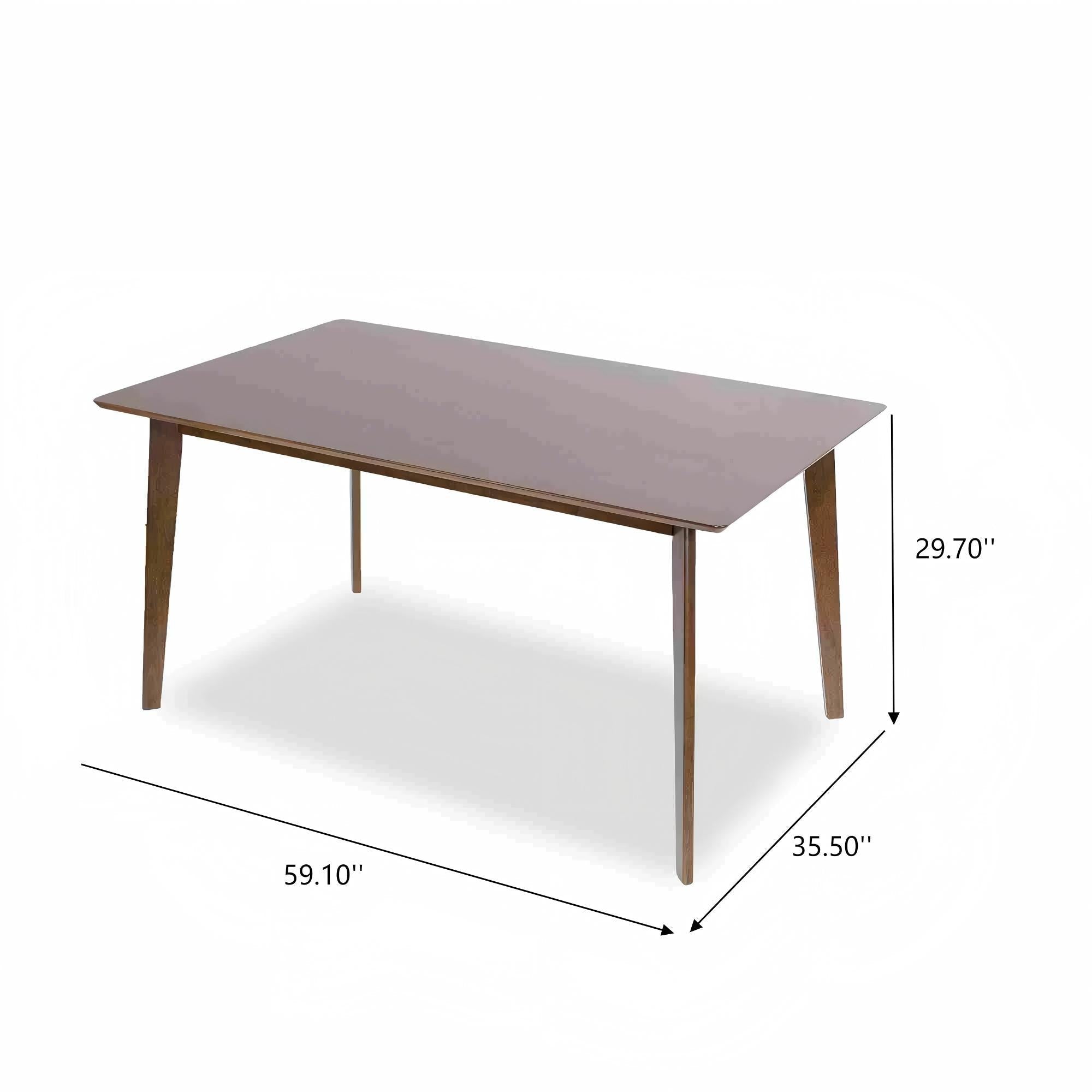 Carlos Mid-Century Modern Solid Wood Dining Table with Beveled Edges in Brown