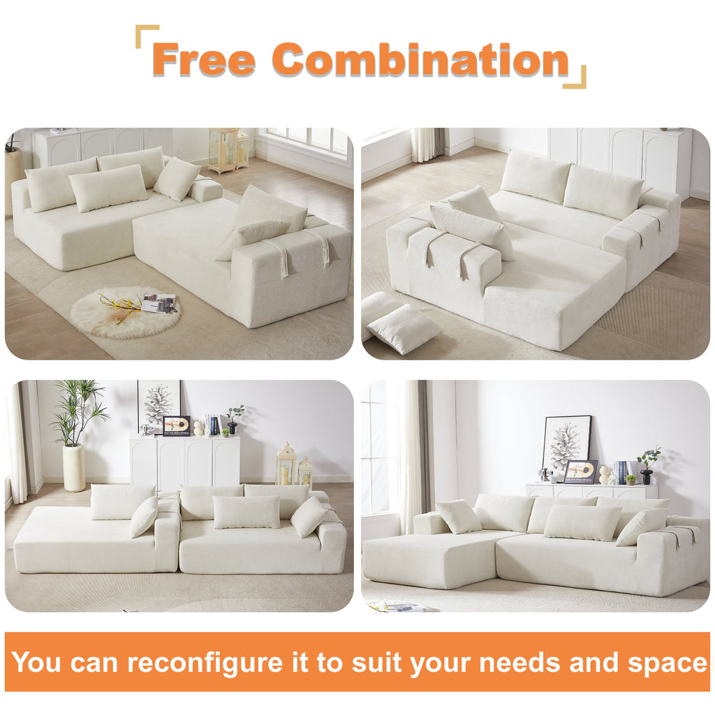 Modern Chenille Upholstered Sectional Sofa Couch Set,Modular 108' L Shaped Sectional Living Room Sofa Set With 6 Pillows,Free Combination Sofa Couch for Living Room,Bedroom(Left Chaise)