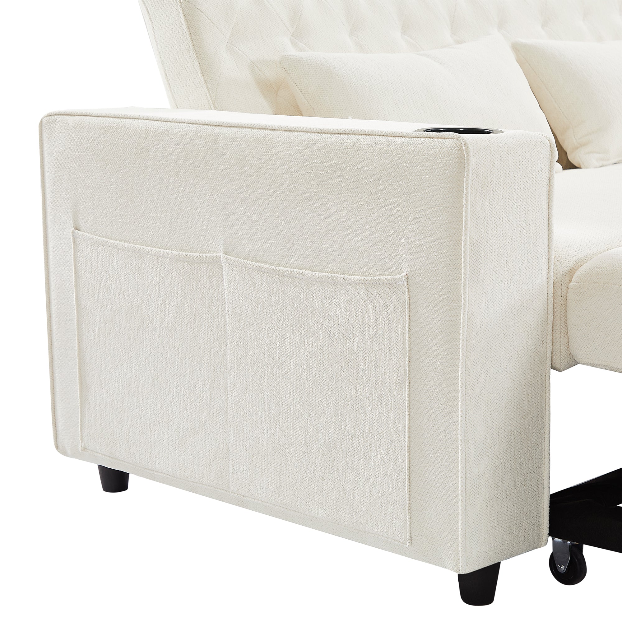 61.4' Pull-out Sofa Bed Convertible Couch Loveseat Sofa Modern Sleeper Sofa with Adjustable Backrest for Living Room, Beige