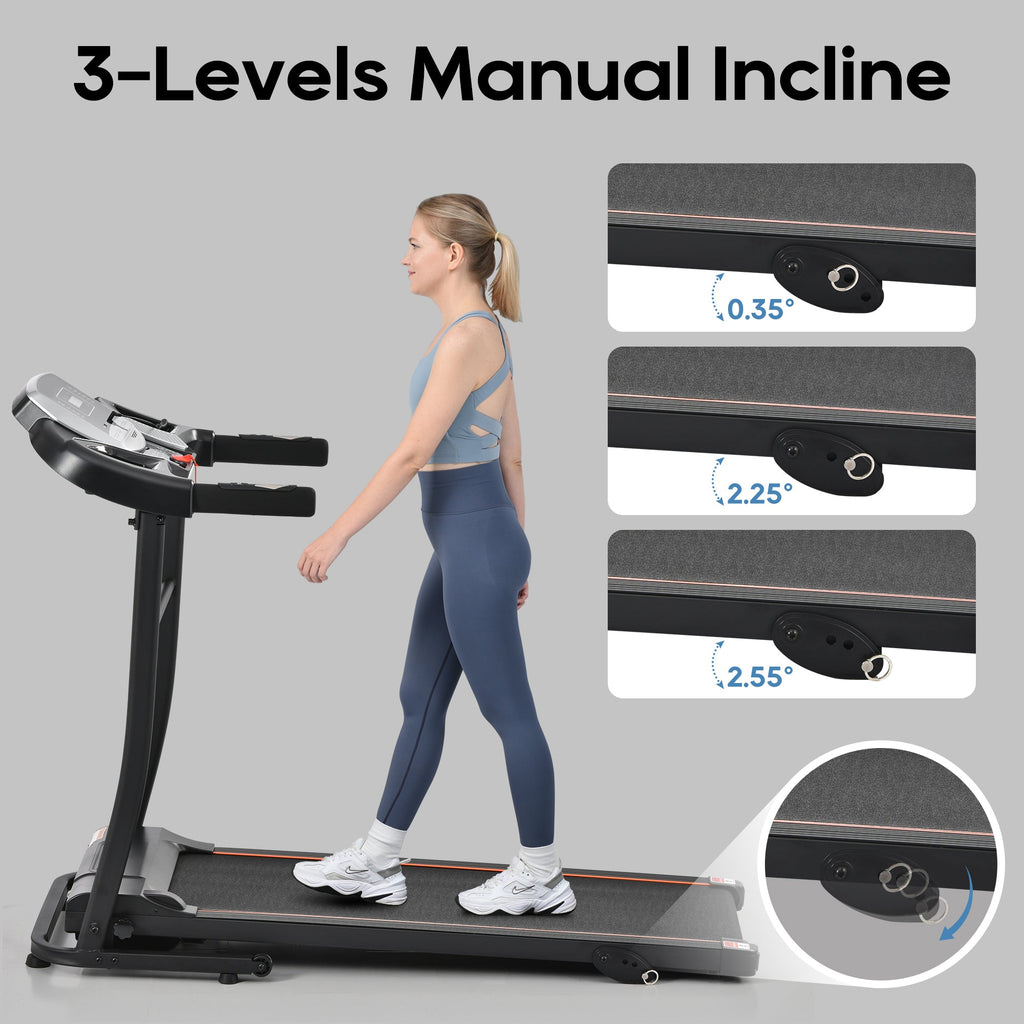 Treadmills for Home, Folding Treadmill with Incline and Heart Rate Sensor, 2.5HP Quiet Brushless with USB Charge Station, Small Space Portable Running Walking Machine, 300lbs Weight Capacity
