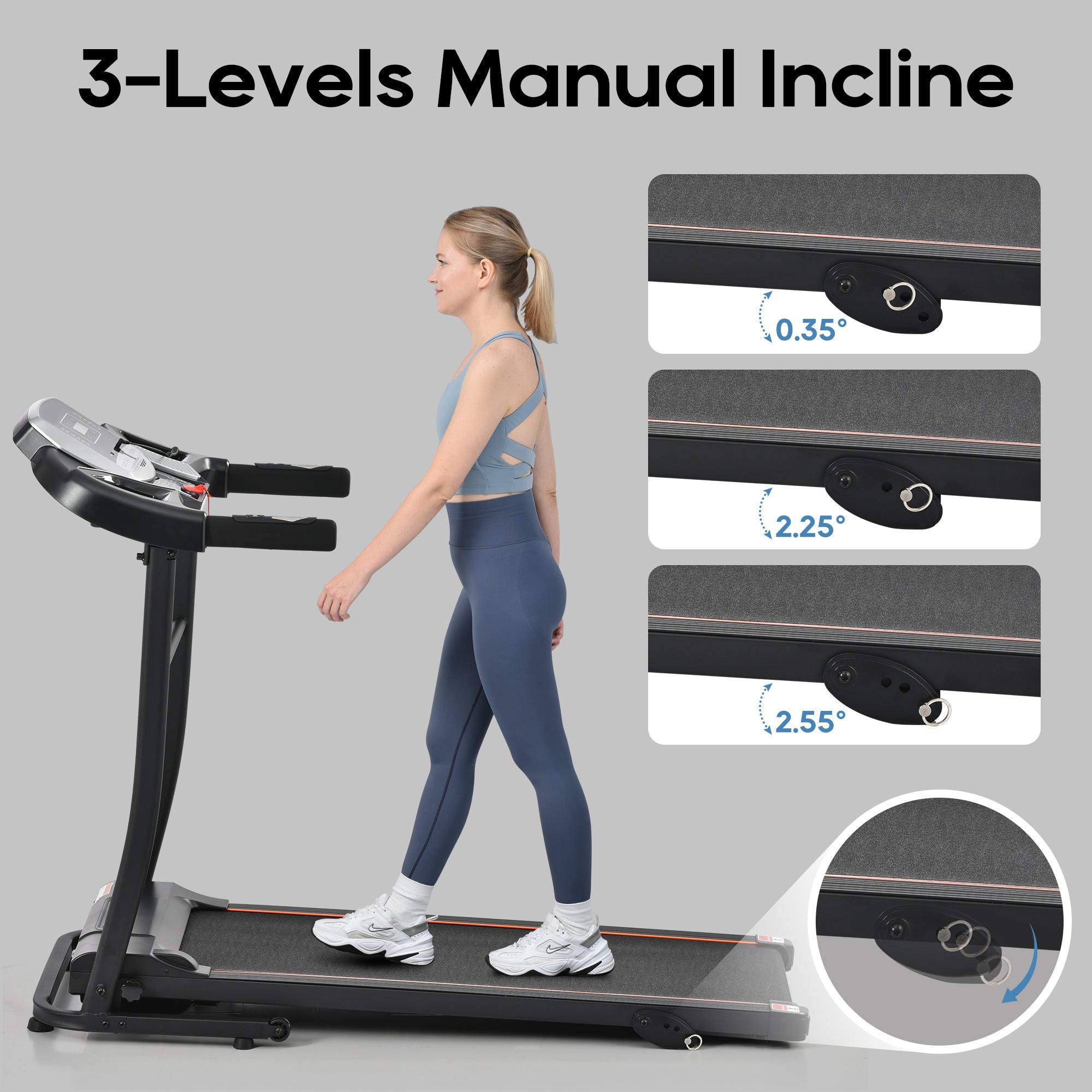 Treadmills for Home, Folding Treadmill with Incline and Heart Rate Sensor, 2.5HP Quiet Brushless with USB Charge Station, Small Space Portable Running Walking Machine, 300lbs Weight Capacity