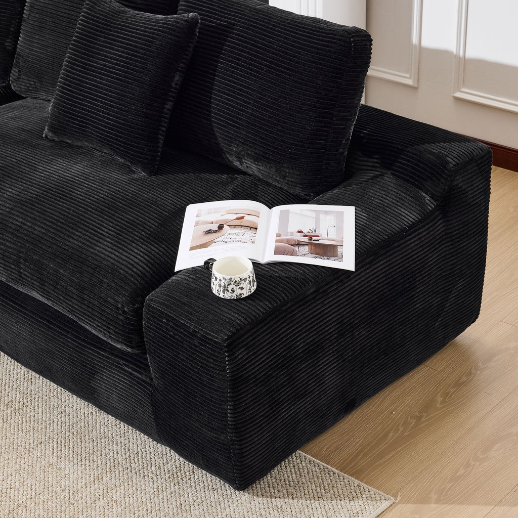 99*69' Modular Sectional Living Room Sofa Set, Modern Minimalist Style Couch, Upholstered Sleeper Sofa for Living Room, Bedroom, 2 PC Free Combination, Installation-free Sofa, L-Shape, Black