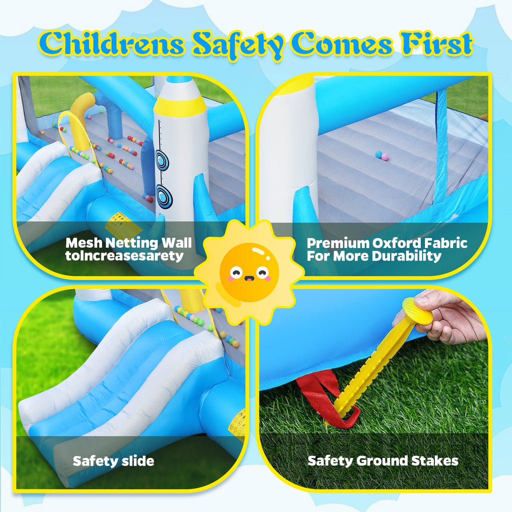 Multifunctional Jump 'n Slide Inflatable Bouncer for Kids Complete Setup with Blower - 198' x 180' Play Area - 96' Tall