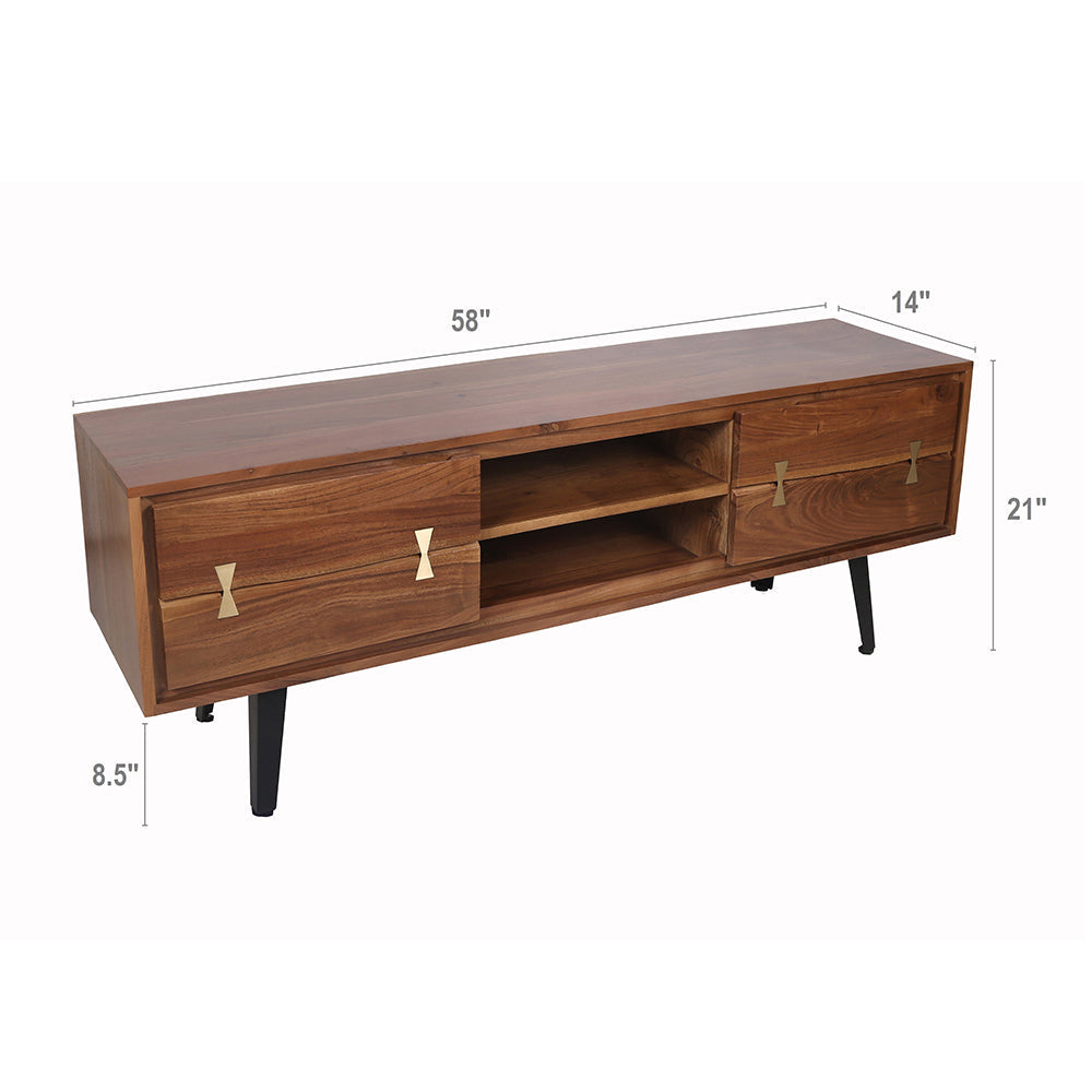 58x14x17.5' Asther Acacia Wood TV Cabinet