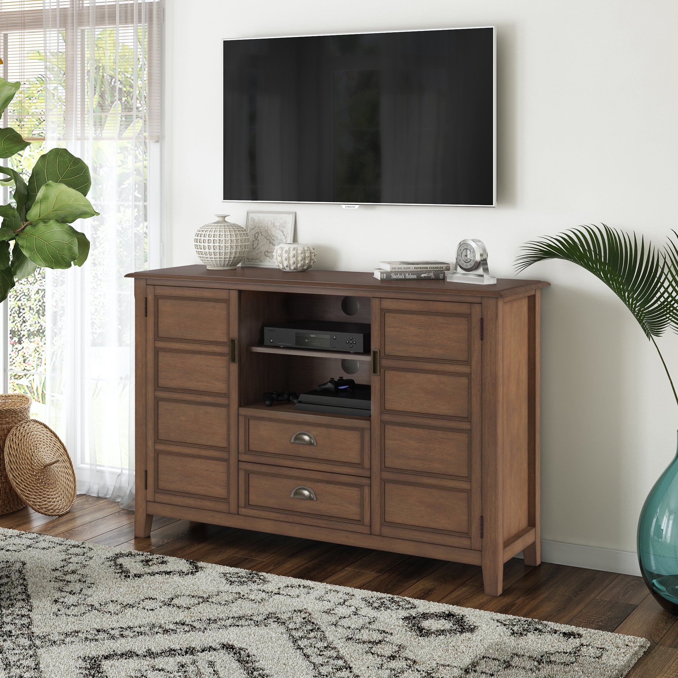 Burlington - Tall TV Media Stand - Rustic Natural Aged Brown