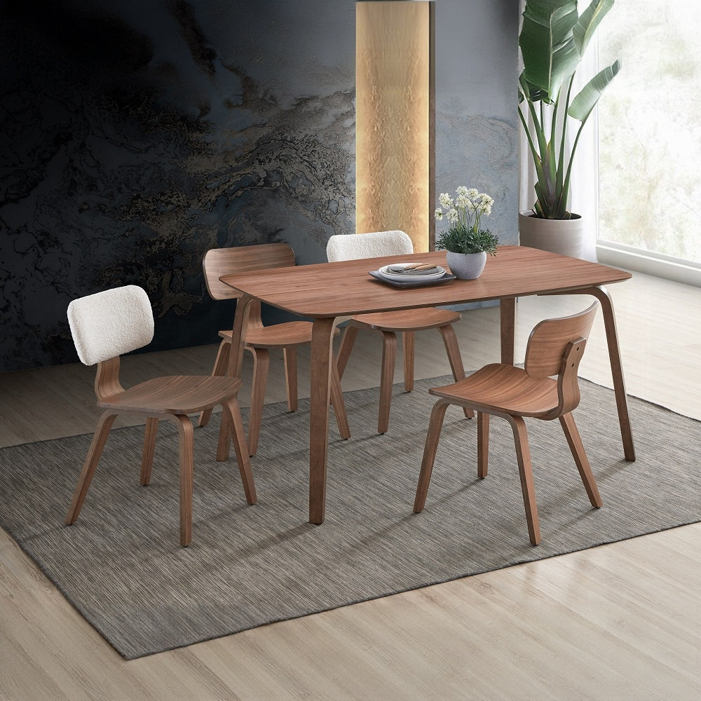 Walnut Finish Modern Contemporary Dining Table 1pc Curved Solid Wood Tapered Legs Wooden Furniture